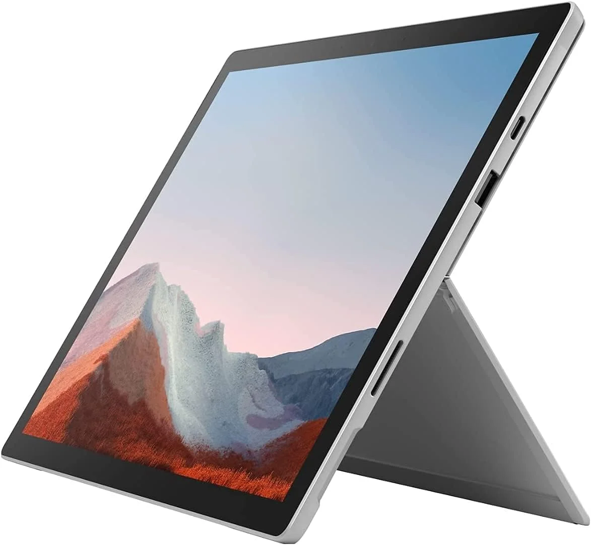 لپ تاپ Microsoft Surface Pro 7+ LTE Advanced، پلاتینیوم، Intel i5-1135G7، رم 8 گیگابایت، SSD 256 گیگابایت، صفحه نمایش لمسی 12.3 اینچی، Windows 10 Pro، ایده آل برای تجارت و گیمینگ - 1S3-00001
