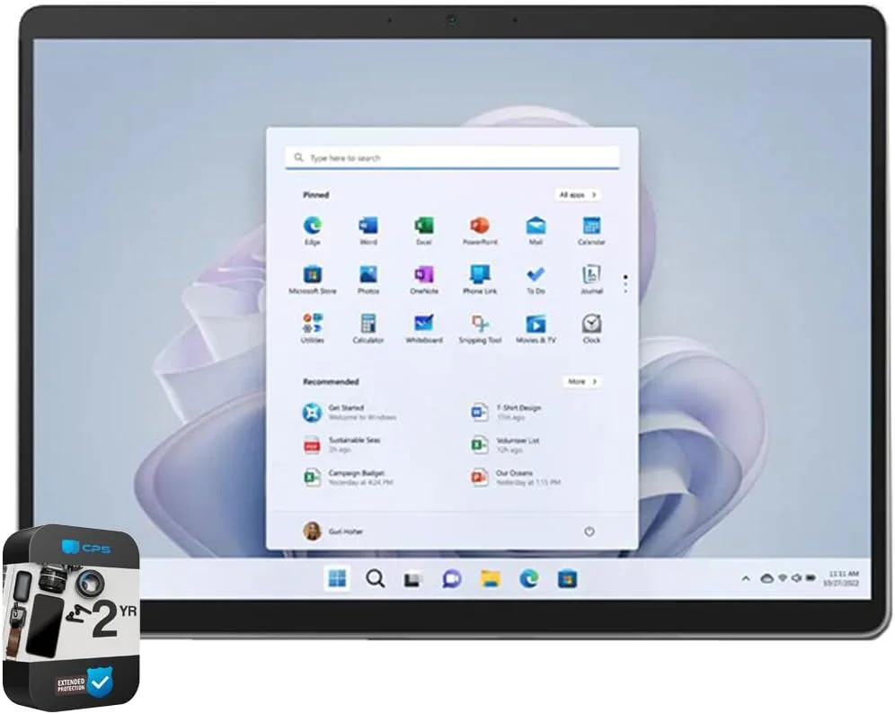 تبلت لمسی ۱۳ اینچی مایکروسافت سرفیس پرو ۹، پردازنده Intel i7، رم ۱۶ گیگابایت، حافظه ۲۵۶ گیگابایت، پلاتینیوم به همراه بسته محافظت پیشرفته ۲ ساله