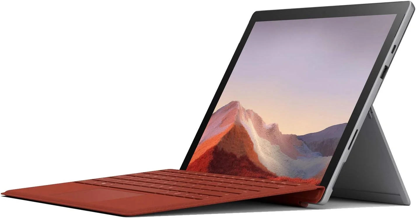 تبلت لمسی 2 در 1 مایکروسافت Surface Pro 7 با صفحه نمایش 12.3 اینچی، پردازنده Intel Core i7-1065G7 1.3GHz، رم 16 گیگابایتی، حافظه SSD 256 گیگابایتی، ویندوز 10 پرو، پلاتینیوم
