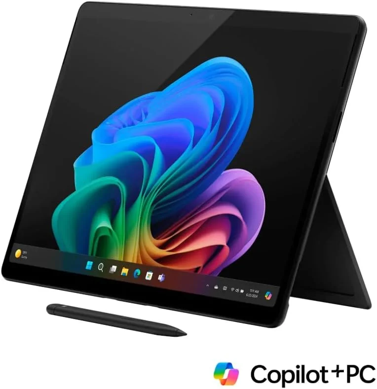 مجموعه تبلت 2 در 1 مایکروسافت Surface Pro 11 به همراه کیبورد Pro و قلم Slim، کامپیوتر Copilot+، نمایشگر لمسی 13 اینچی OLED، Snapdragon X Elite (12 هسته ای)، 16 گیگابایت رم، 1 ترابایت SSD، ویندوز 11 پرو، مشکی