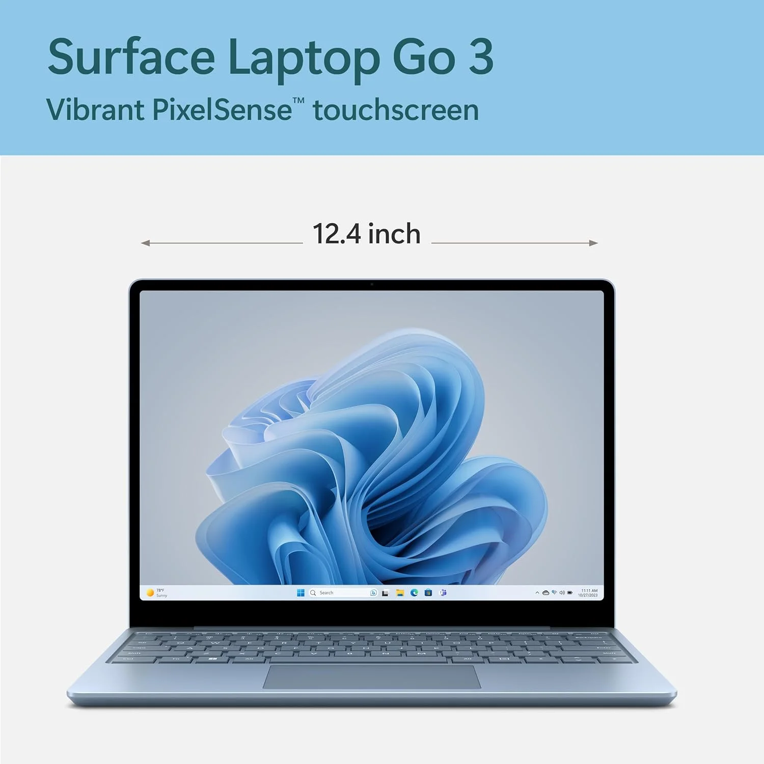 لپ تاپ مایکروسافت Surface Laptop Go 3 (2023) - صفحه لمسی 12.4 اینچی، باریک و سبک، پردازنده Intel Core i5، رم 8 گیگابایتی، حافظه SSD 256 گیگابایتی، ویندوز 11، رنگ آبی یخی لپ تاپ مایکروسافت Surface Laptop Go 3 (2023) - صفحه لمسی 12.4 اینچی، باریک و سبک، پردازنده Intel Core i5، رم 8 گیگابایتی، حافظه SSD 256 گیگابایتی، ویندوز 11، رنگ آبی یخی