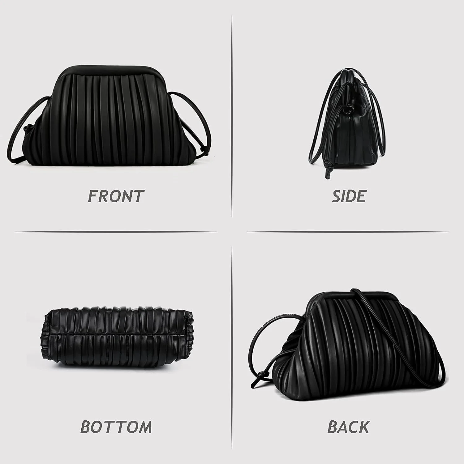 کیف کلاچ و کیف دوشی زنانه GLITZALL، کیف دستی ابری طراح دار و کیف چین دار با بند شانه قابل جدا شدن