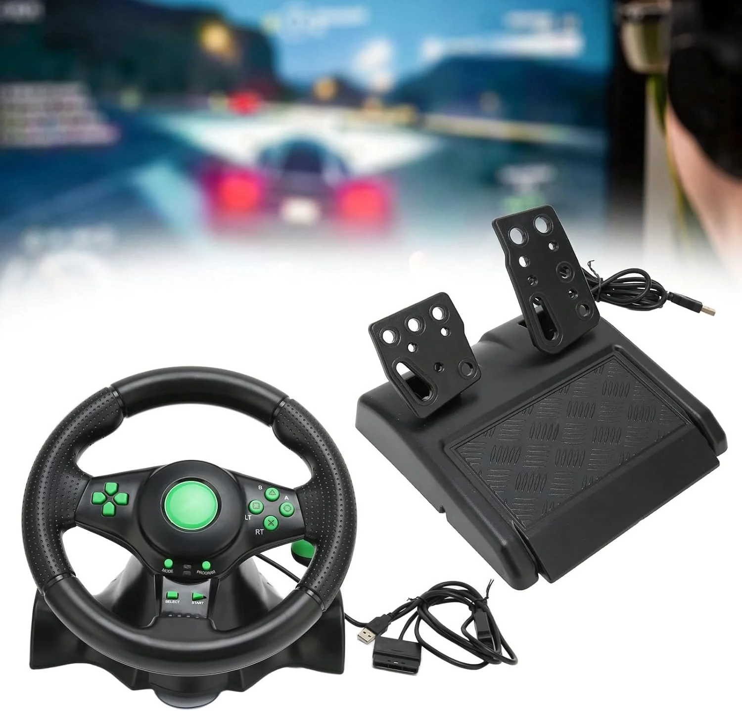 فرمان مسابقه برای 360، فرمان مسابقه 180 درجه PC با پدال برای PC، فرمان بازی جهانی 180 درجه، اتصال و بازی