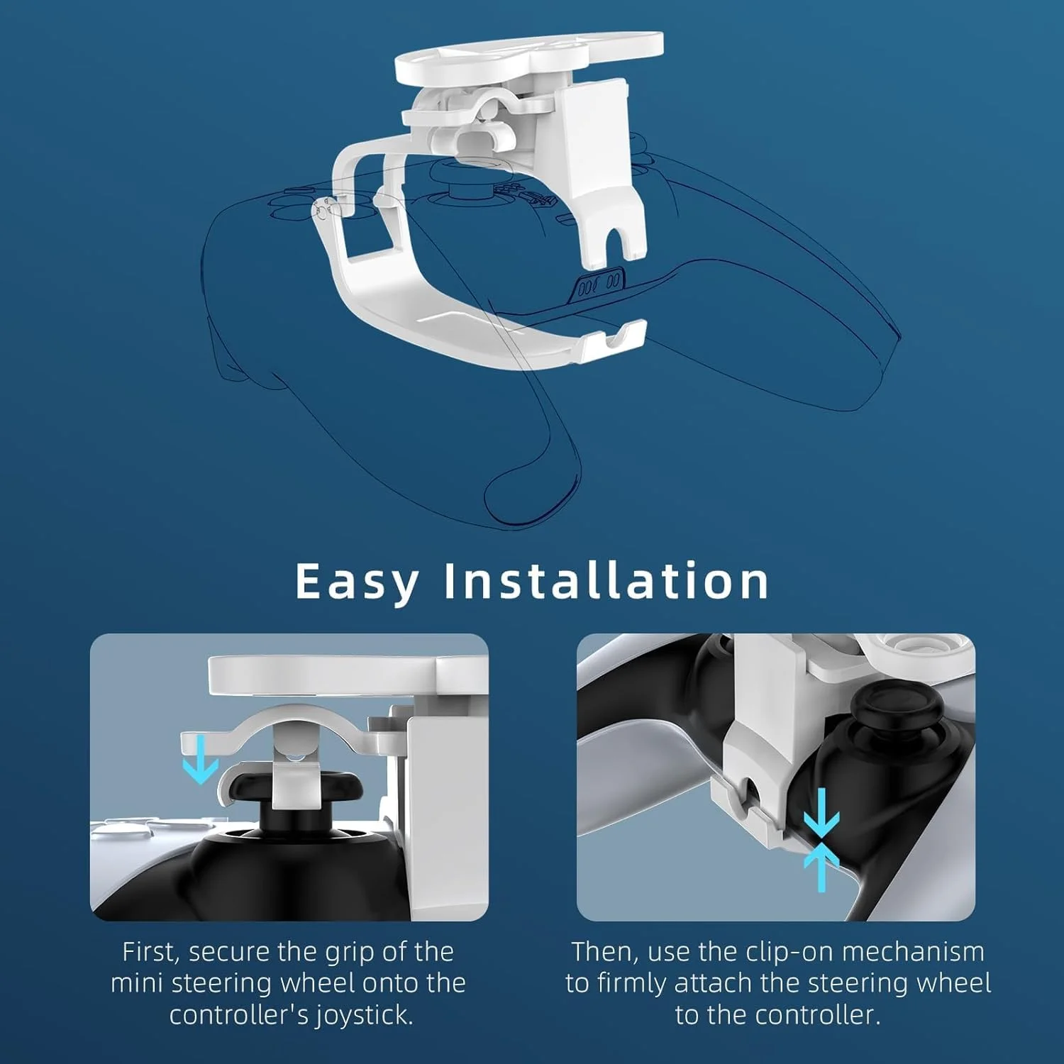 فرمان مسابقه کوچک برای دسته بازی PS5، لوازم جانبی فرمان بازی های مسابقه ای برای پلی استیشن 5 (سفید)