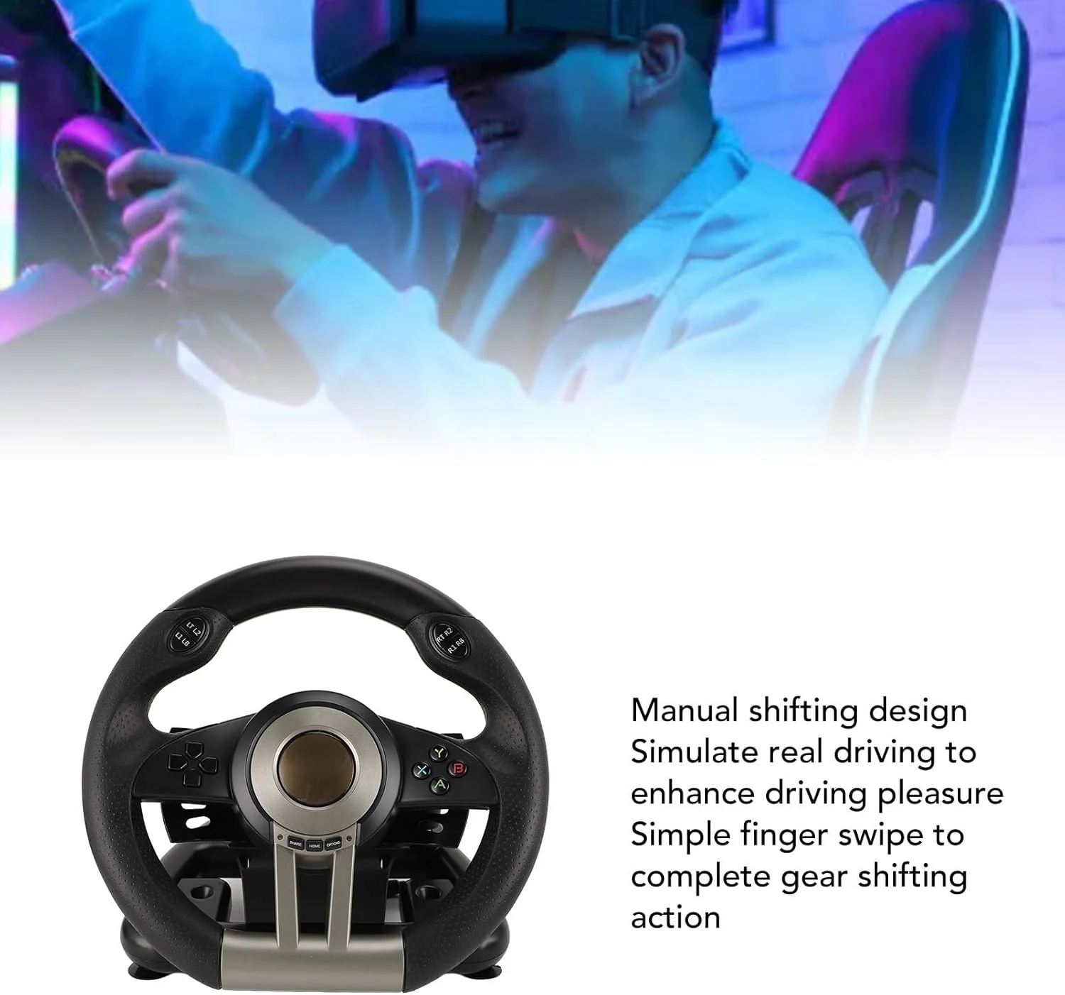 فرمان و پدال مسابقه ای کامپیوتر با تعویض دنده دستی، فرمان بازی USB جهانی با تنظیم لرزش هوشمند برای کامپیوتر