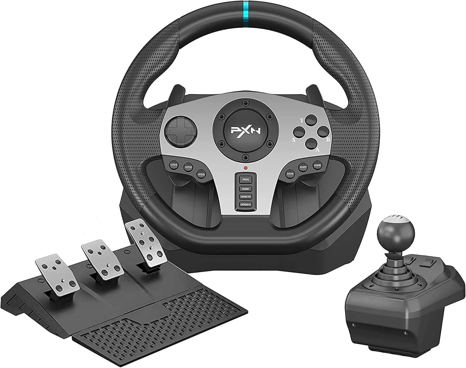 فرمان بازی PXN V9 به همراه پدال و دنده دستی، بازخورد لرزشی، مناسب برای Xbox Series X/S، PS4، Xbox One، PC