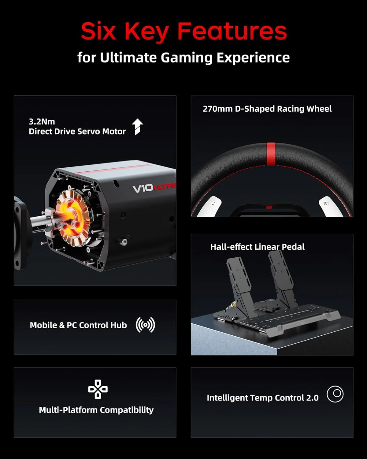 فرمان بازی PXN V10 Ultra Direct Drive برای PC، PS4، Xbox – فیدبک نیروی 3.2 نیوتن متر، موتور سروو، 4 پدال شیفتر، پدالهای هال – فرمان مسابقه شبیهساز برای شبیهسازهای رانندگی و بازیهای مسابقهای فرمان بازی PXN V10 Ultra Direct Drive برای PC، PS4، Xbox – فیدبک نیروی 3.2 نیوتن متر، موتور سروو، 4 پدال شیفتر، پدالهای هال – فرمان مسابقه شبیهساز برای شبیهسازهای رانندگی و بازیهای مسابقهای
