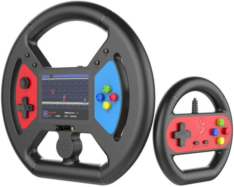 کنسول بازی قابل حمل با طراحی فرمان، دارای بازی‌های کلاسیک داخلی، پشتیبانی از خروجی تلویزیون