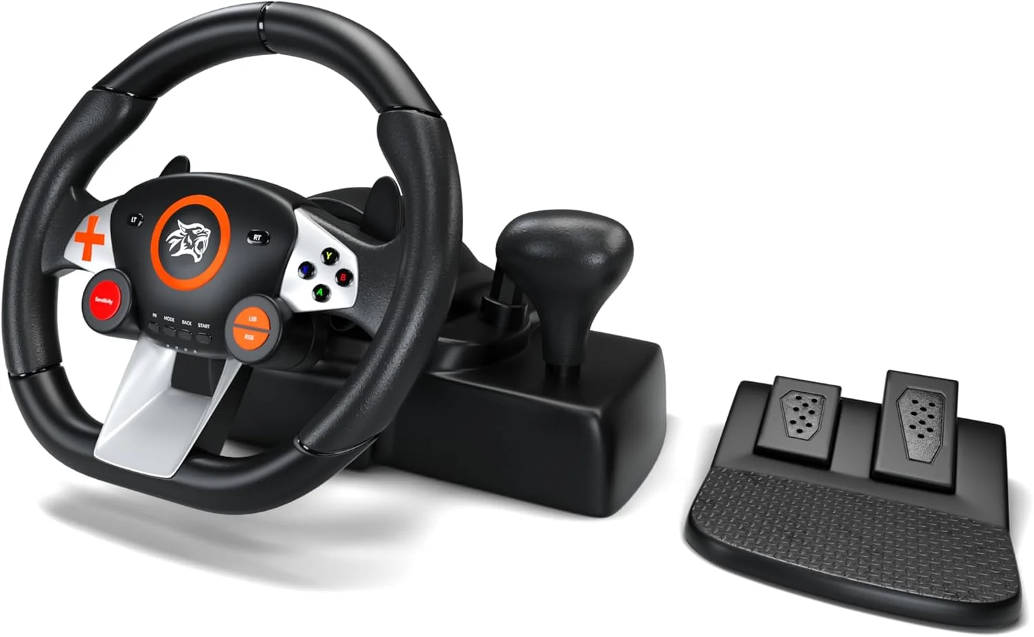 فرمان مسابقه بازی Porodo، فرمان 270 درجه با پدال و اهرم دنده، فرمان رانندگی مسابقه ای 10 اینچی سازگار با PC/PS3/PS4/N-Switch/XBOX One/Android TV Box