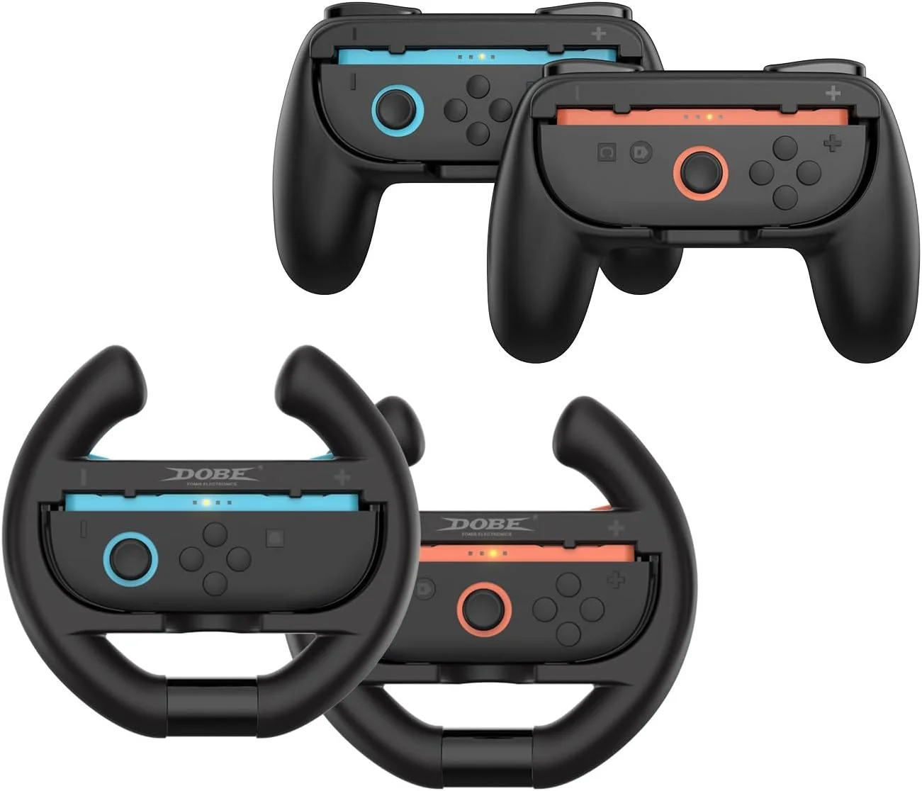 ست گریپ و فرمان جوی-کان برای نینتندو سوییچ 2 (بسته 4 در 1) - لوازم جانبی ارگونومیک برای ماریو کارت و چند نفره - سازگار با جوی-کان 2