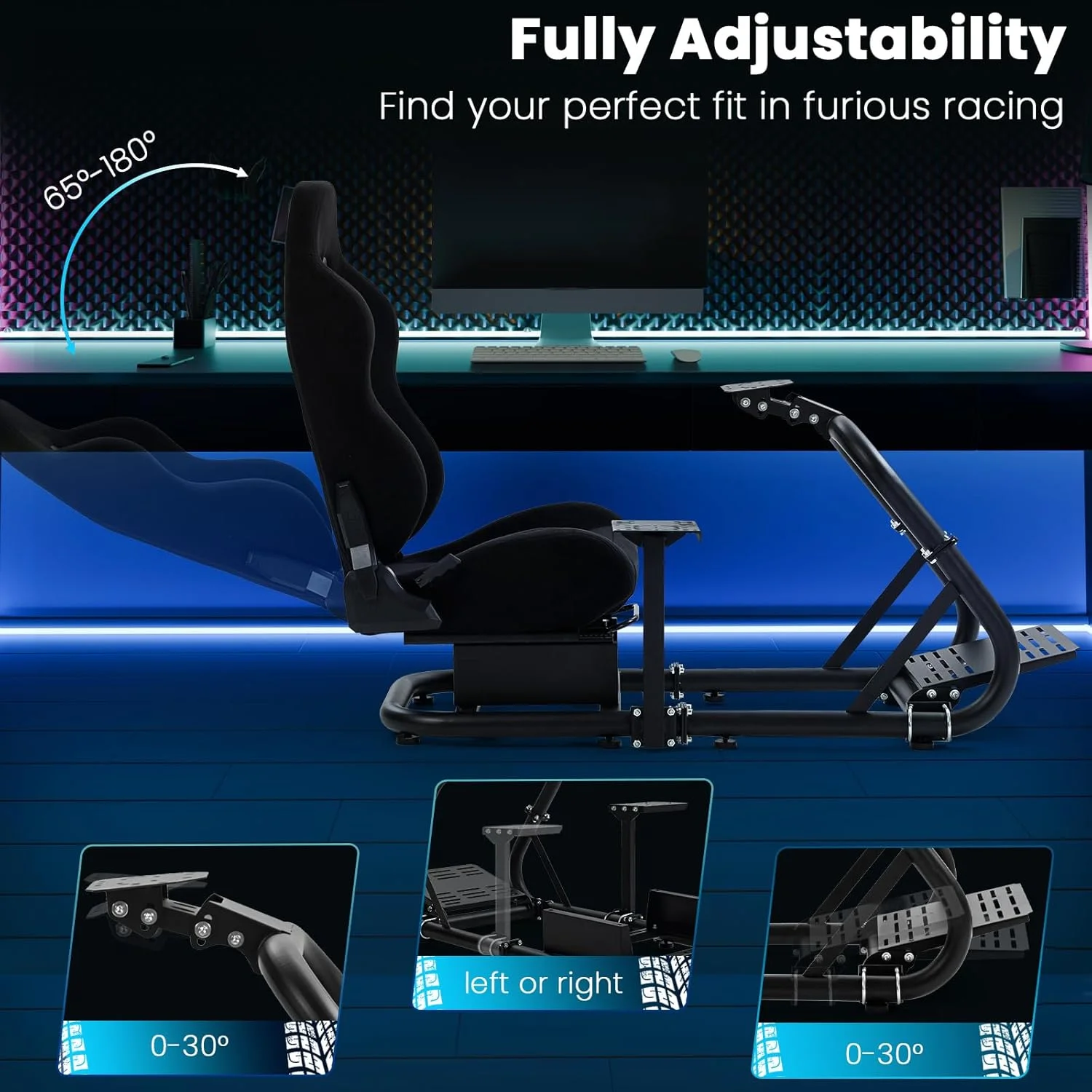 کابین خلبان شبیه ساز پرواز پیشرفته Minneer با صندلی مشکی مناسب برای Logitech Thrustmaster Fanatec G29 G920، پایه رانندگی حرفه ای بدون پدال چرخ و ترمز دستی کابین خلبان شبیه ساز پرواز پیشرفته Minneer با صندلی مشکی مناسب برای Logitech Thrustmaster Fanatec G29 G920، پایه رانندگی حرفه ای بدون پدال چرخ و ترمز دستی