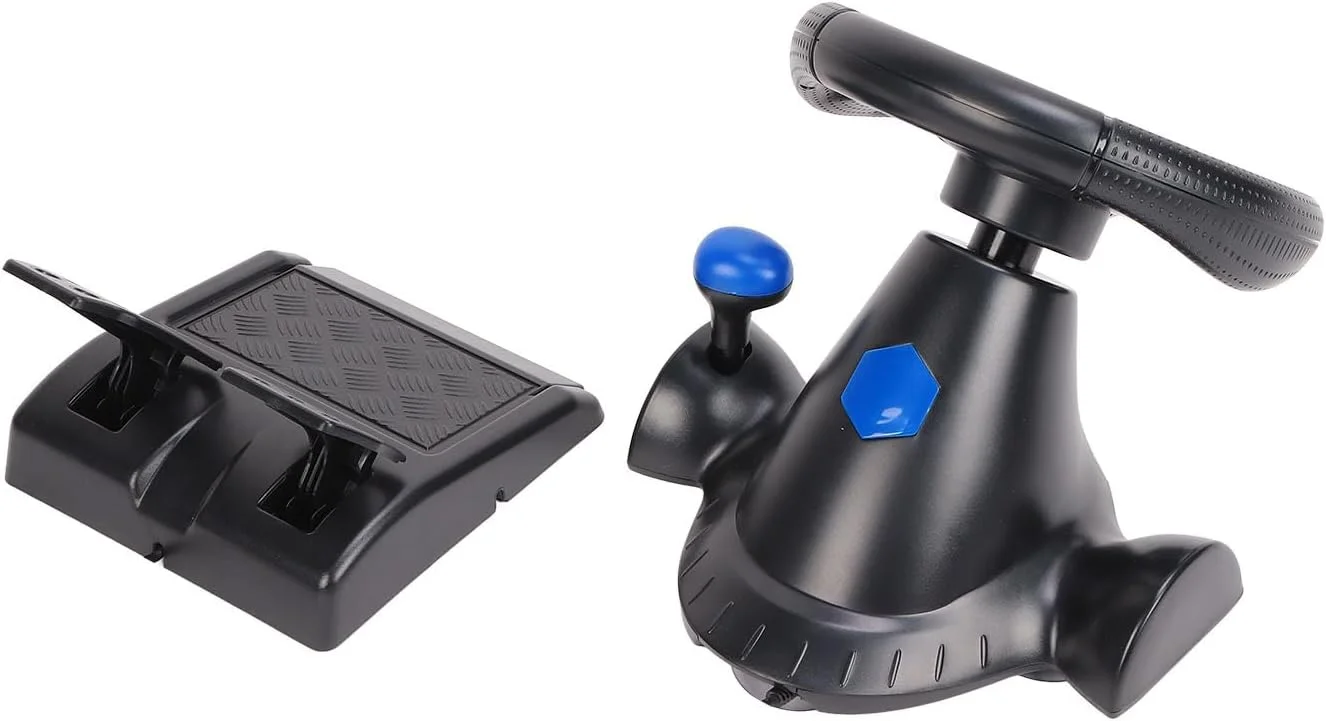 فرمان بازی Luqeeg، فرمان بازی مسابقه ای با چرخش 180 درجه، فرمان بازی ماشین USB 7 در 1 با پدال، لوازم جانبی بازی فرمان بازی مسابقه ای ماشین USB برای کامپیوتر