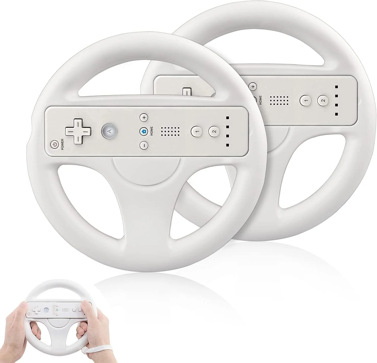 فرمان بازی MAKINGTEC برای کنترلر از راه دور نینتندو Wii و Wii U، بسته 2 عددی لوازم جانبی بازی چرخ های مسابقه ای برای ماریو کارت، چرخ کنترلر بازی برای بازی از راه دور نینتندو Wii (سفید)