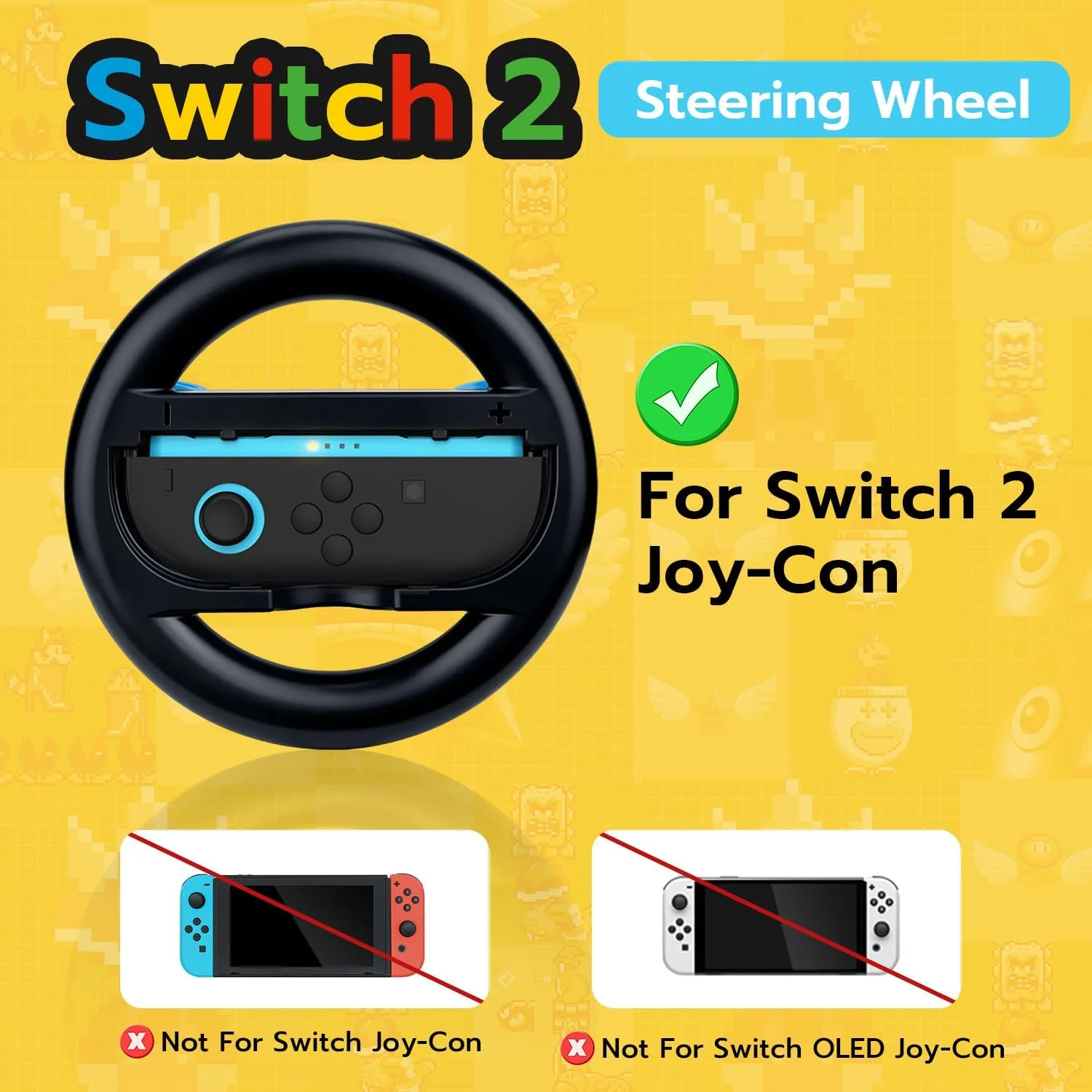 فرمان های بازی Mcbazel سازگار با نینتندو سوییچ 2 (2025)، کنترلر فرمان ارگونومیک برای جوی کان سوییچ 2، بسته 2 عددی، مشکی (نه برای سوییچ 1)