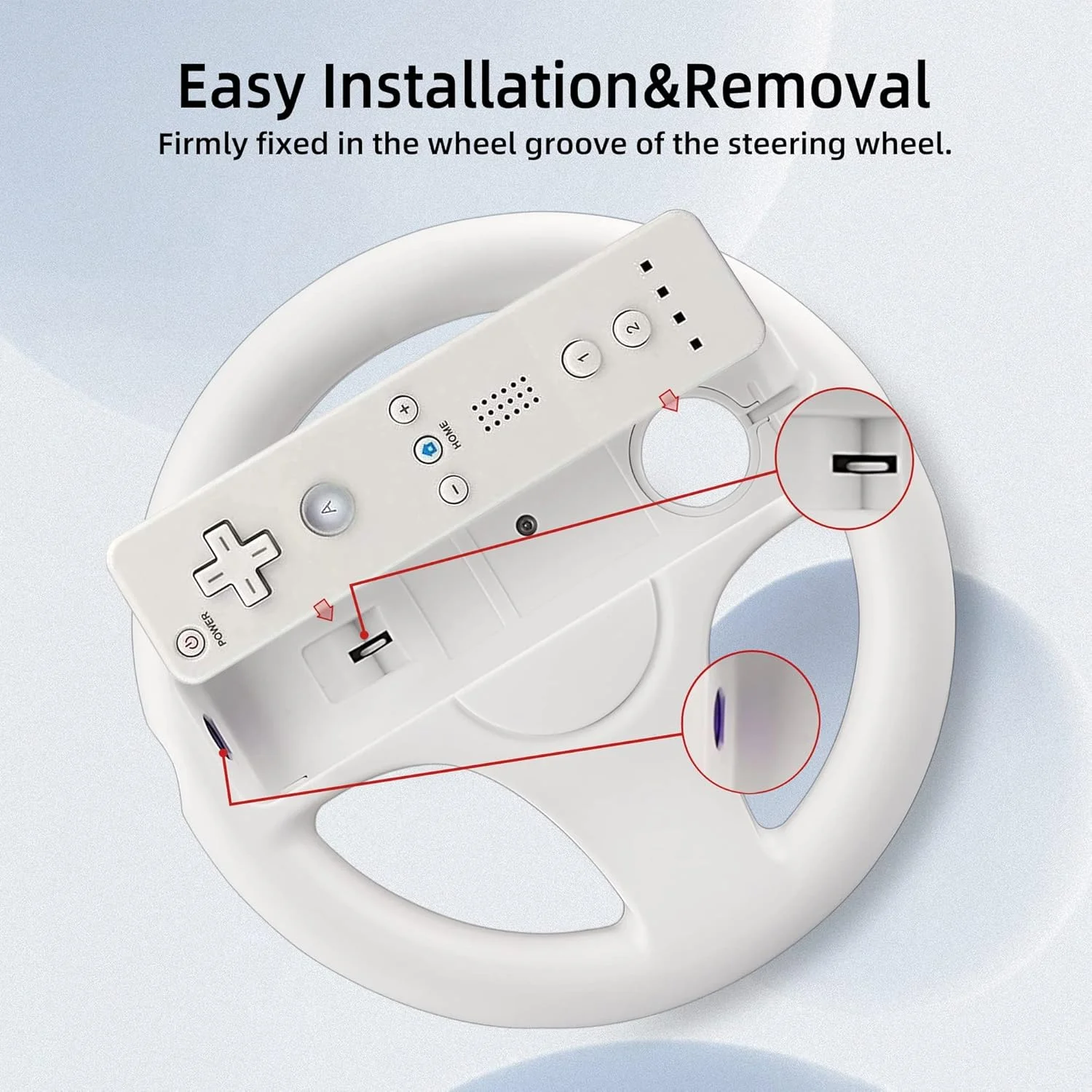 فرمان بازی MAKINGTEC برای کنترلر از راه دور نینتندو Wii و Wii U، بسته 2 عددی لوازم جانبی بازی چرخ های مسابقه ای برای ماریو کارت، چرخ کنترلر بازی برای بازی از راه دور نینتندو Wii (سفید)