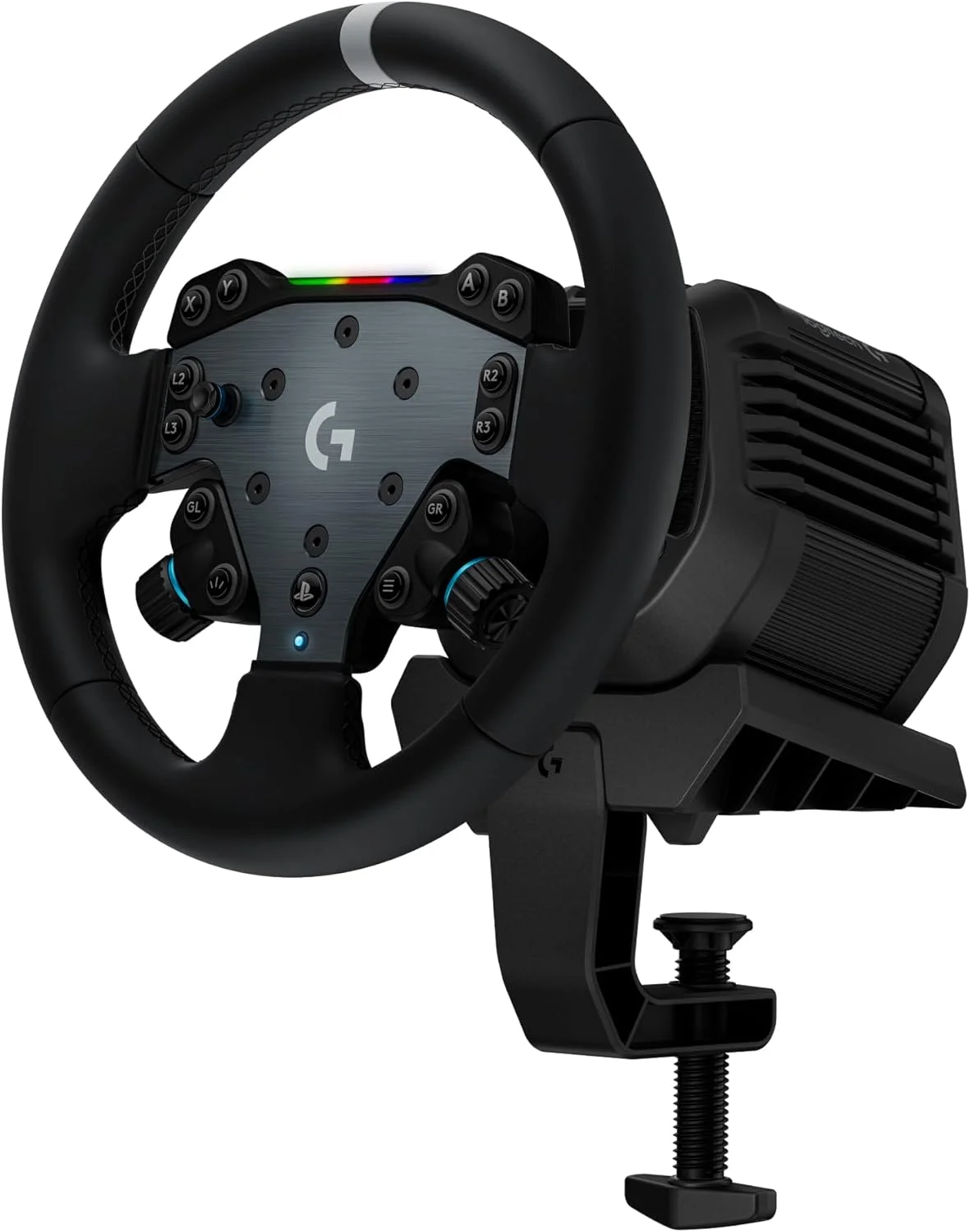 سیستم Logitech G RS50، مجموعه فرمان مسابقه شبیه ساز 3 تکه - پایه فرمان RS50 با درایو مستقیم 8 نیوتن متر، هاب فرمان RS با 13 دکمه و فرمان گرد RS 11 اینچی - برای PS5/PS4/PC