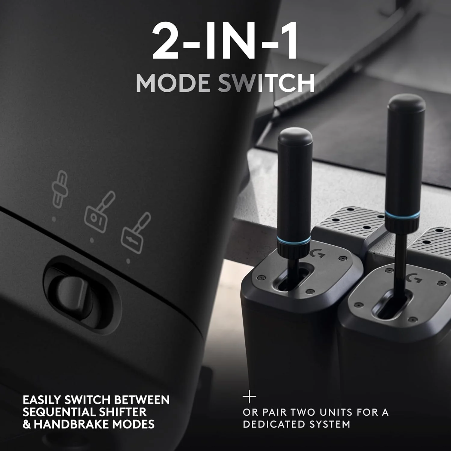 دنده و ترمز دستی Logitech G RS با تعویض حالت آسان، دسته با قابلیت تنظیم ارتفاع و گیره رومیزی برای واحدهای مسابقه شبیه ساز RS و PRO - PlayStation، Xbox و PC