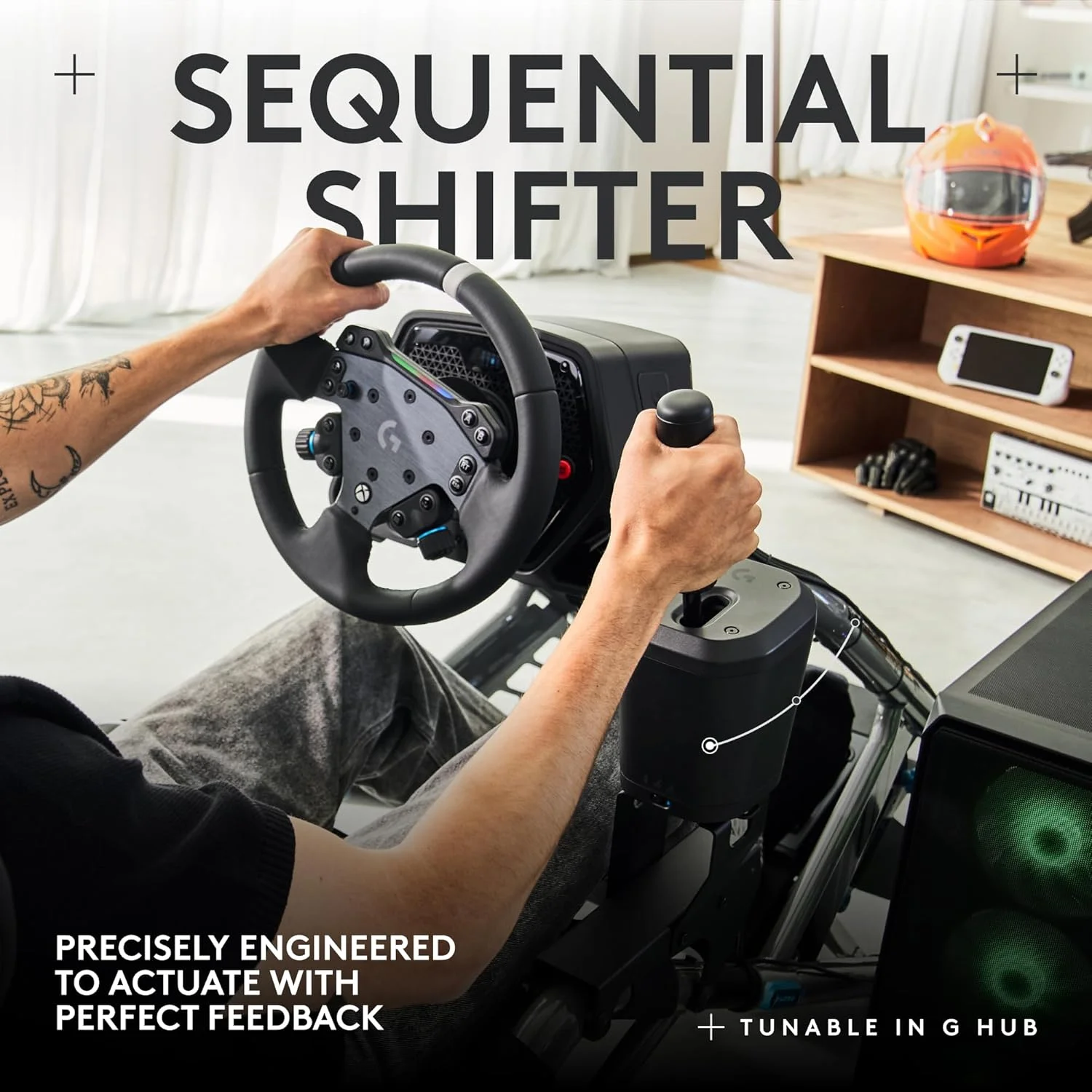 دنده و ترمز دستی Logitech G RS با تعویض حالت آسان، دسته با قابلیت تنظیم ارتفاع و گیره رومیزی برای واحدهای مسابقه شبیه ساز RS و PRO - PlayStation، Xbox و PC