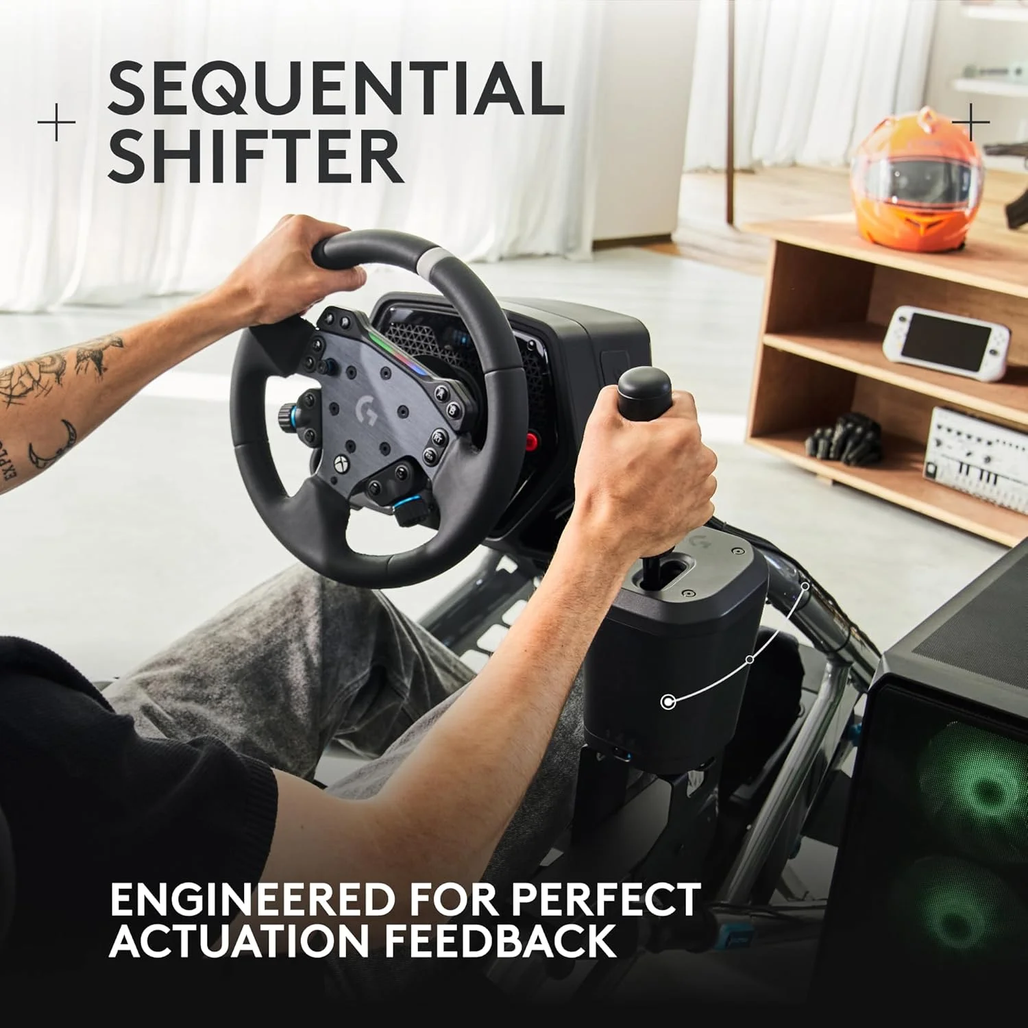 دنده و ترمز دستی Logitech G RS با قابلیت تعویض آسان حالت، دسته با قابلیت تنظیم ارتفاع و گیره رومیزی، برای فرمان های سری G و PRO، واحدهای مسابقه PS، Xbox و PC