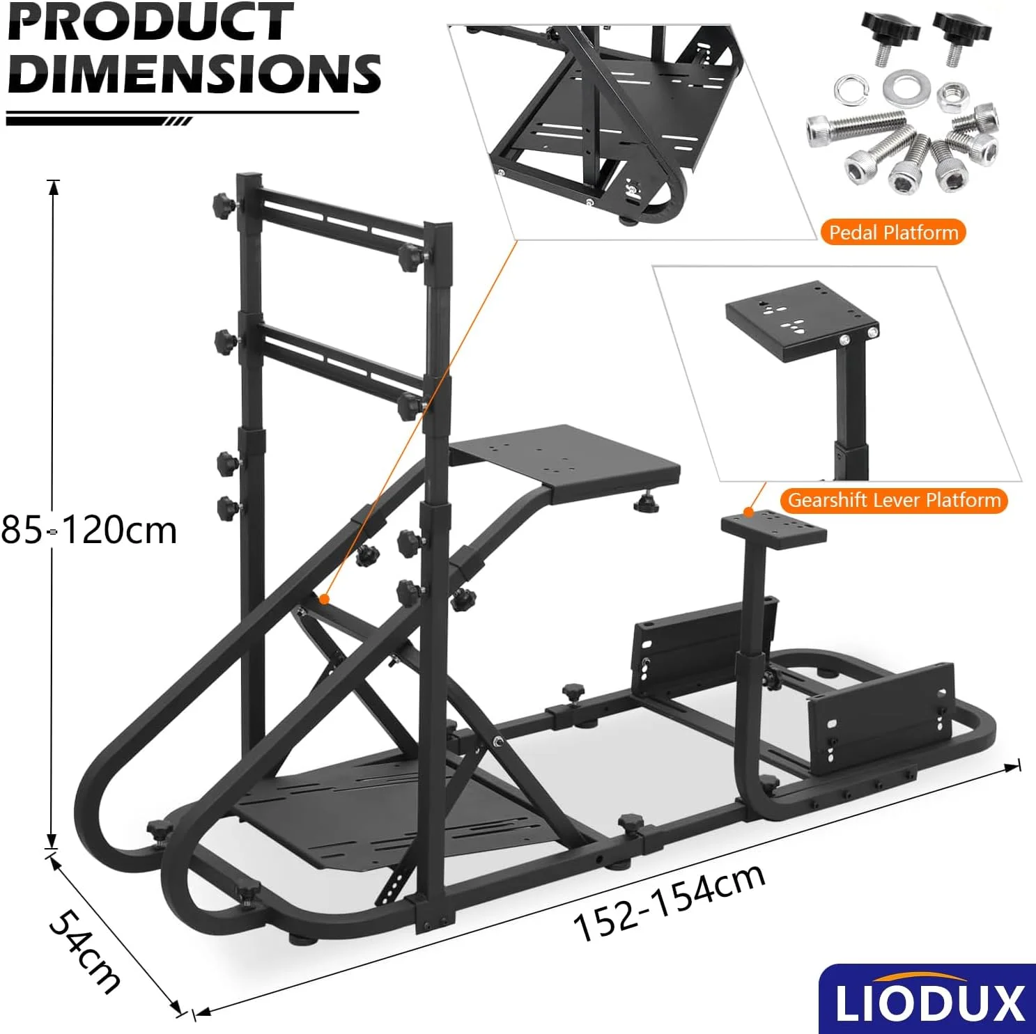 کاکپیت شبیه ساز مسابقه LIODUX با پایه تلویزیون، مناسب برای Logitech G920 G29 G27 G25 G923 Thrustmaster Fanatec سازگار با Xbox One Playstation PC (پایه چرخ مسابقه)