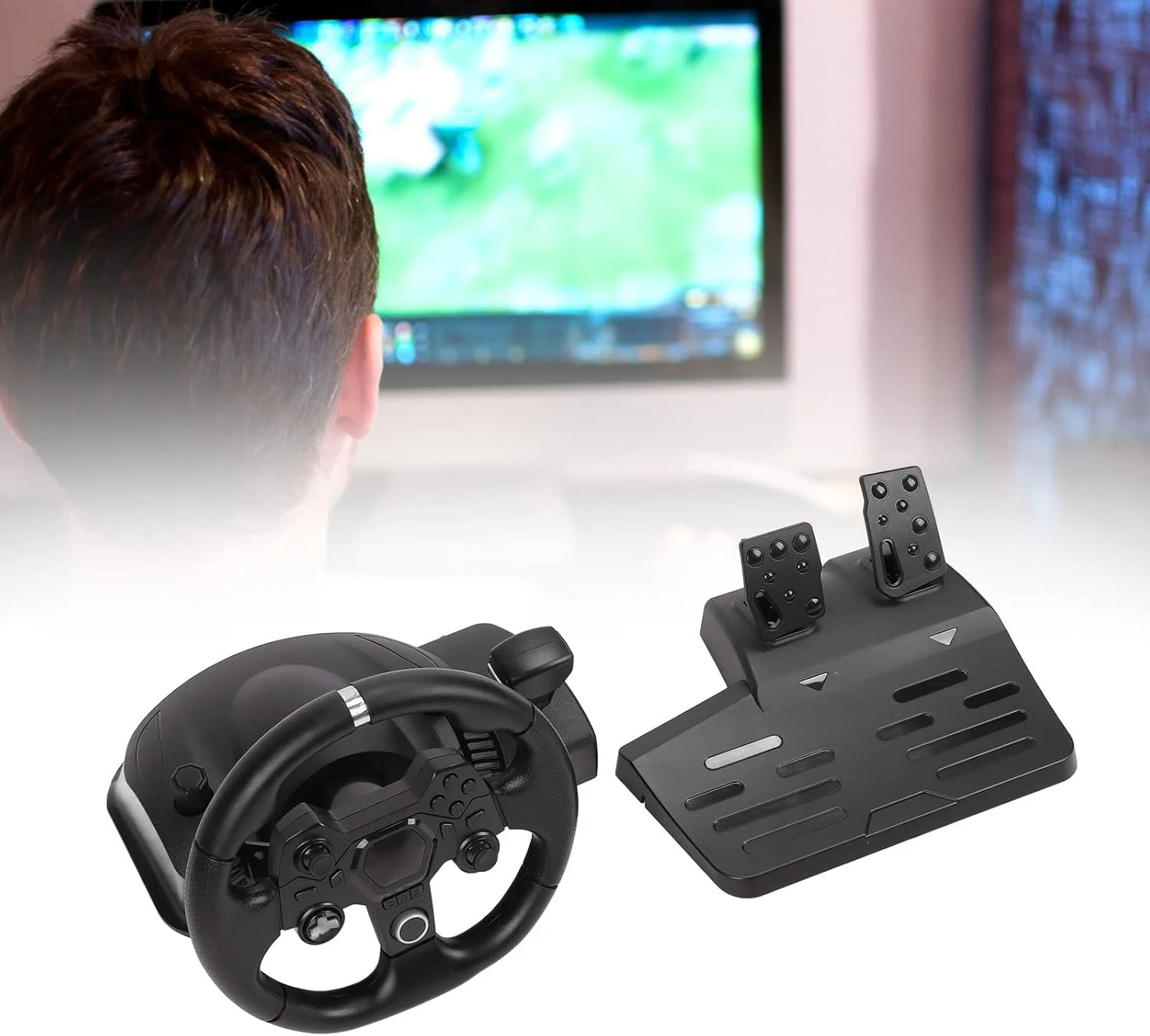 فرمان مسابقه بازی با لرزش، چرخش 270 درجه، 7 در 1 USB به همراه پدال برای PS4