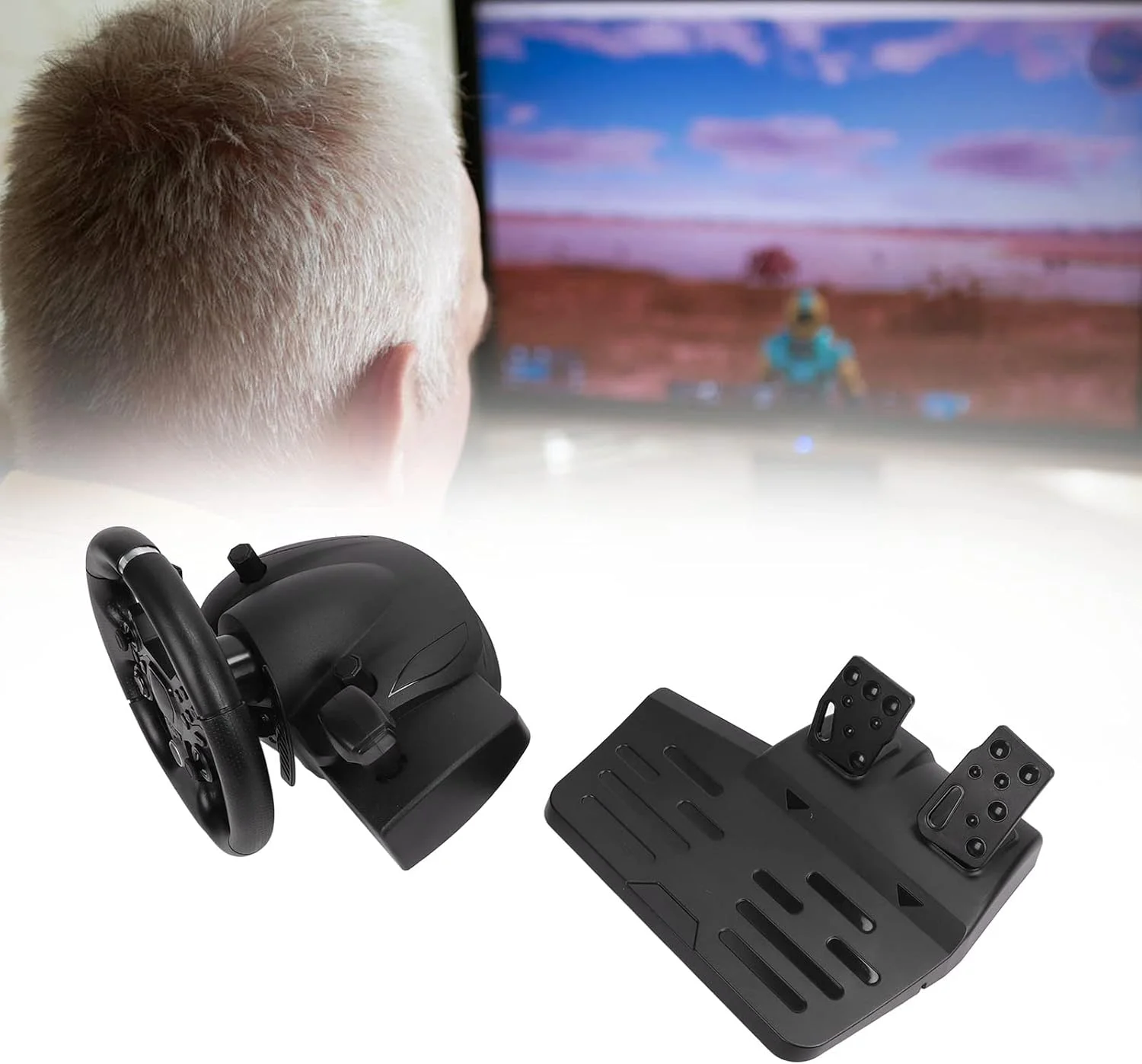 فرمان مسابقه بازی با لرزش، چرخش 270 درجه، 7 در 1 USB به همراه پدال برای PS4