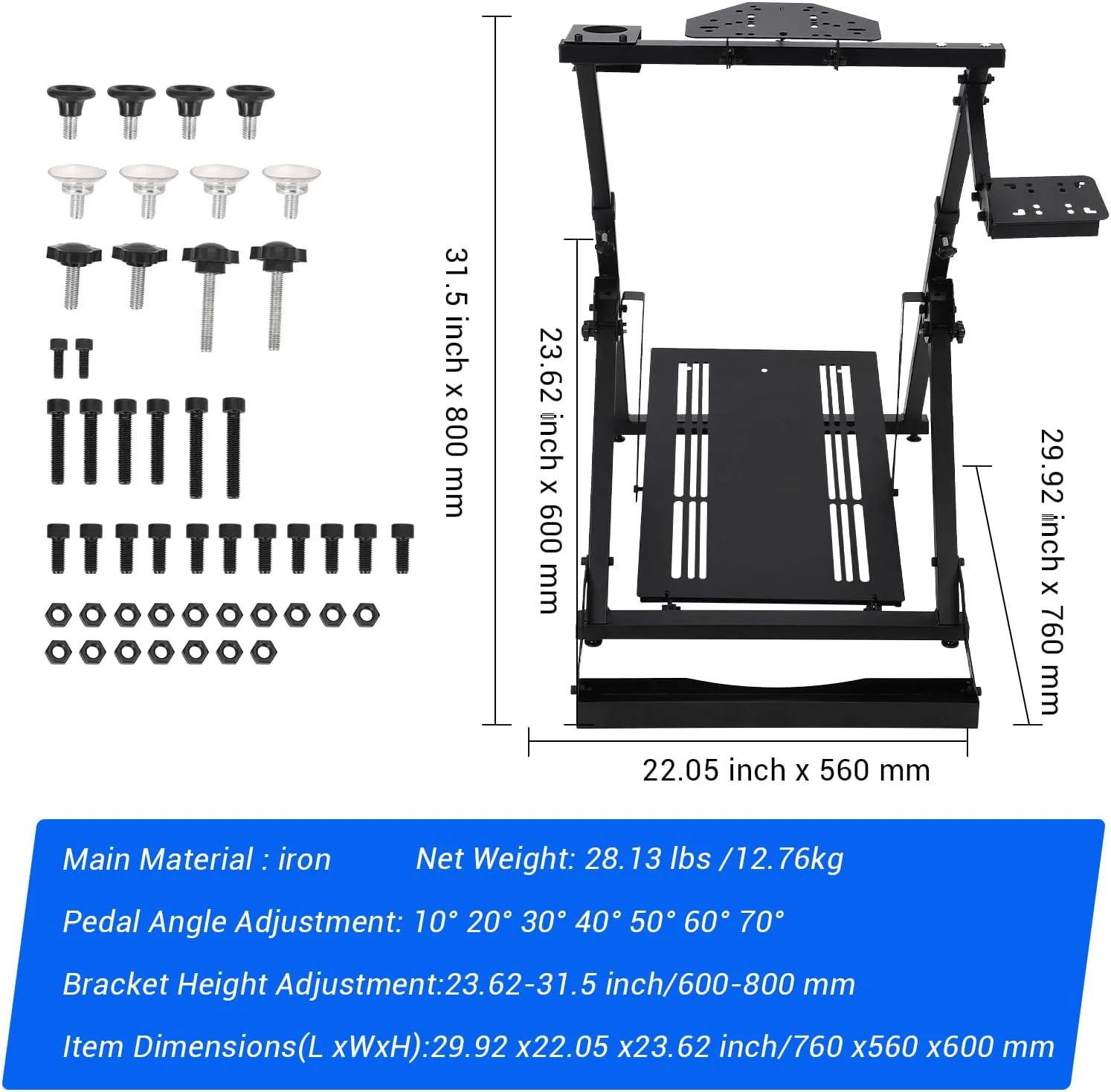 پایه فرمان مسابقه GarveeTech، پایه دنده مسابقه با شکاف صندلی، مناسب برای برندهای اصلی بازی، تاشو نوع L، شامل فرمان/پدال مسابقه نیست