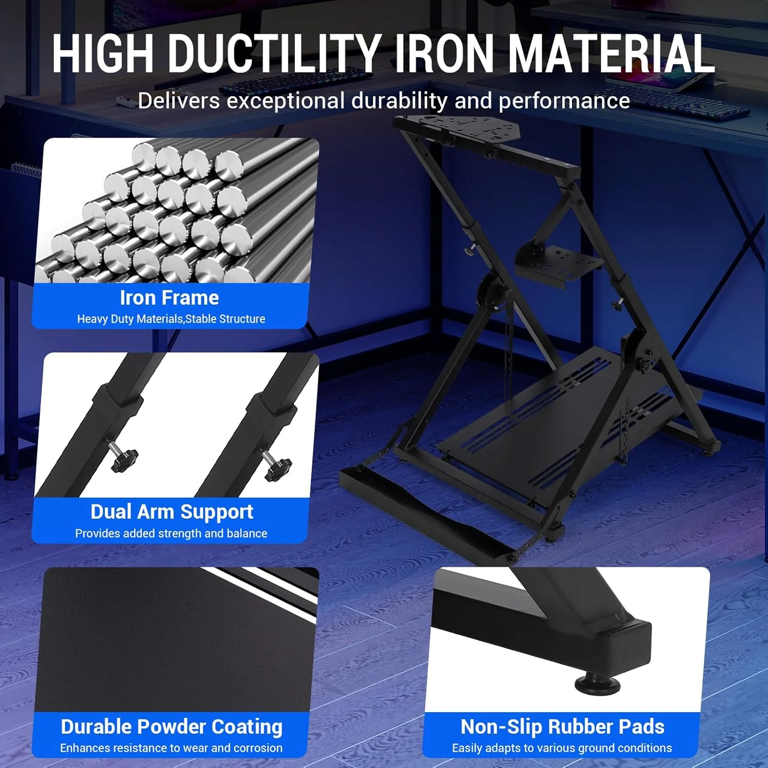 پایه فرمان مسابقه GarveeTech، پایه دنده مسابقه با شکاف صندلی، مناسب برای برندهای اصلی بازی، تاشو نوع L، شامل فرمان/پدال مسابقه نیست