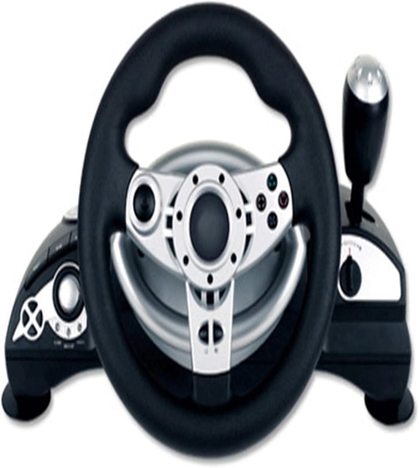 فرمان بازی شبیه‌ساز رانندگی سازگار با Ps3/Ps2/Pc/F1، دسته بازی ویبره دار استیم، فرمان مسابقه ای همه کاره، سفید نقره ای