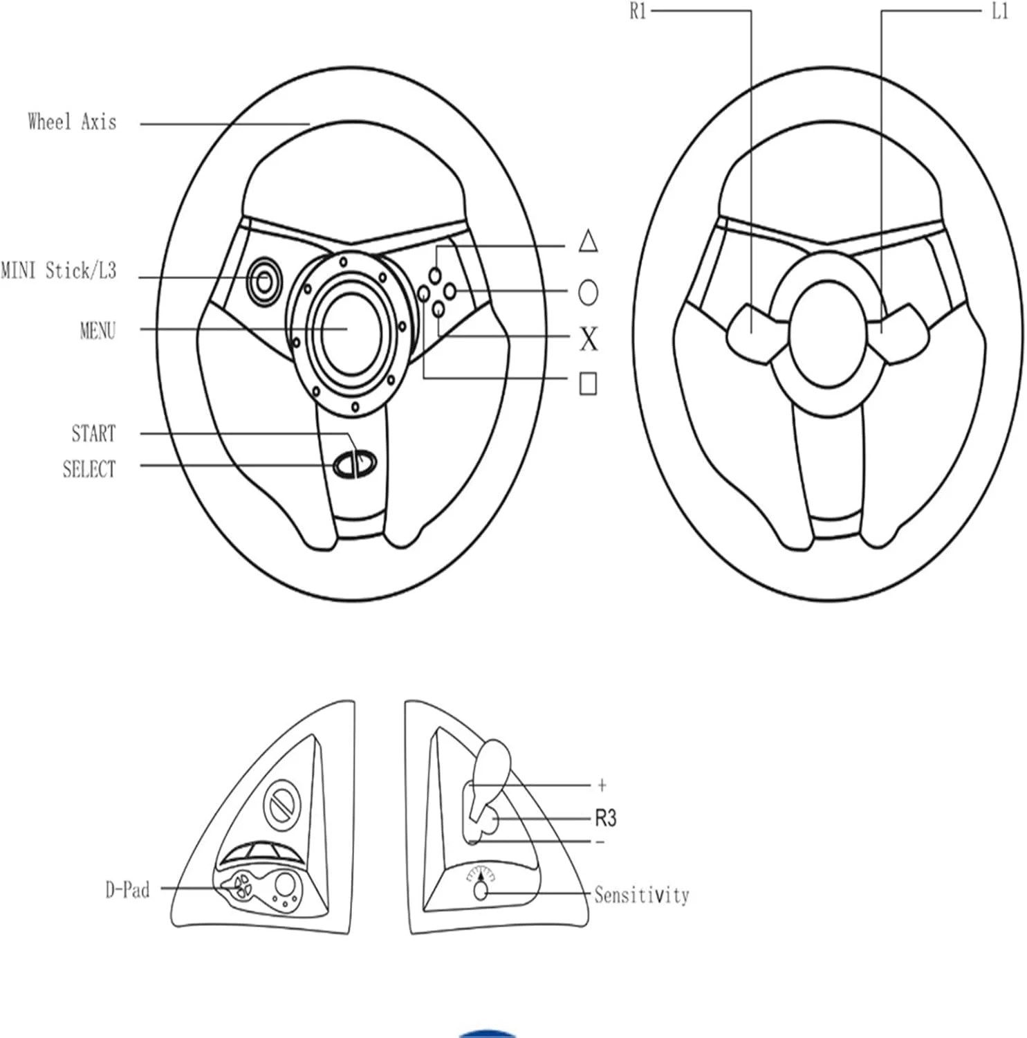 فرمان بازی شبیه‌ساز رانندگی سازگار با Ps3/Ps2/Pc/F1، دسته بازی ویبره دار استیم، فرمان مسابقه ای همه کاره، سفید نقره ای