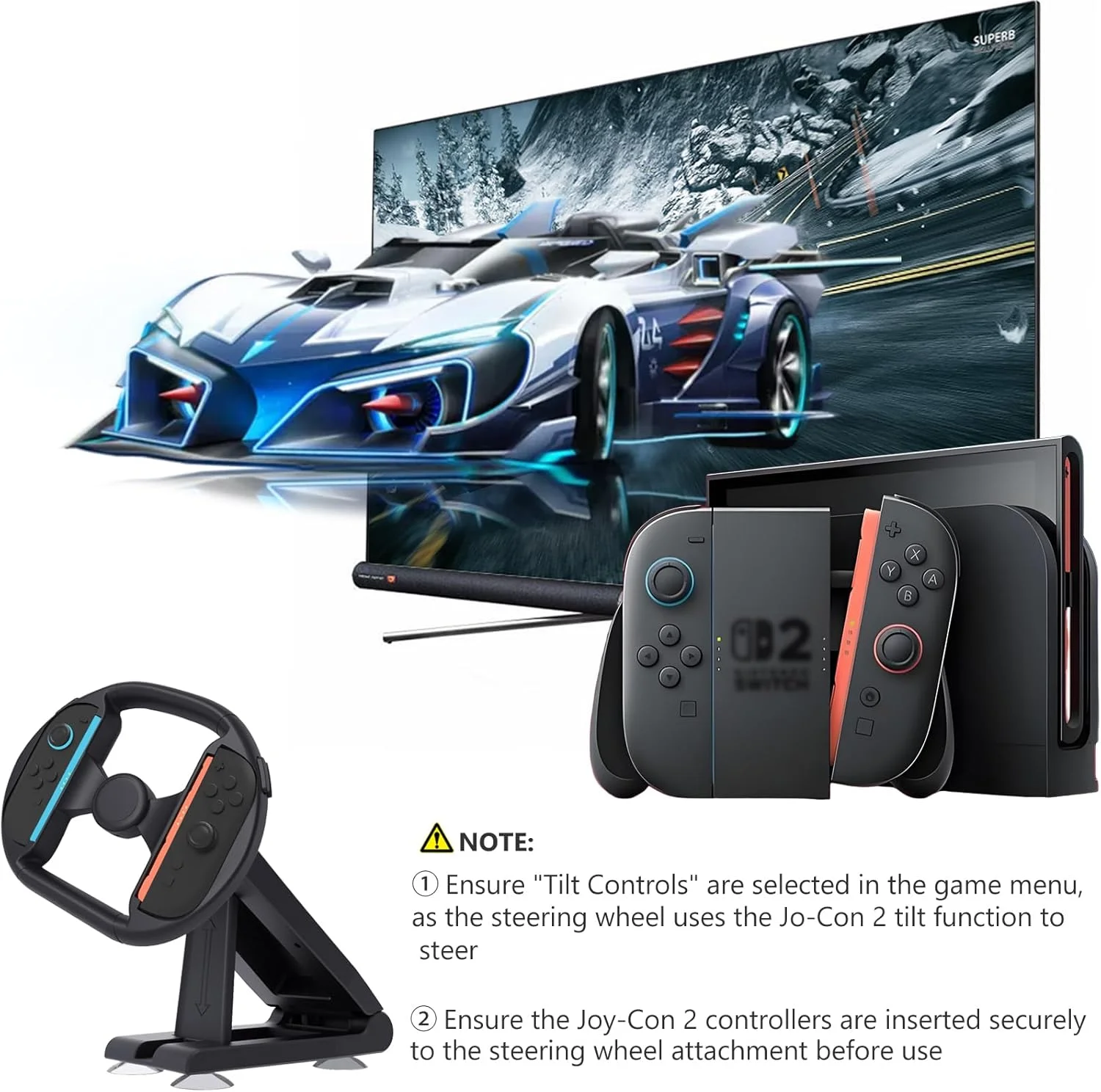 فرمان بازی برای نینتندو سوییچ، چرخ مسابقه بازی نسل دوم، اتصال به میز با 4 مکنده و پایه پیچ و مهره ارتقا یافته – برای جو-کان – ثبات بیشتر برای بازی های مسابقه ای فراگیر