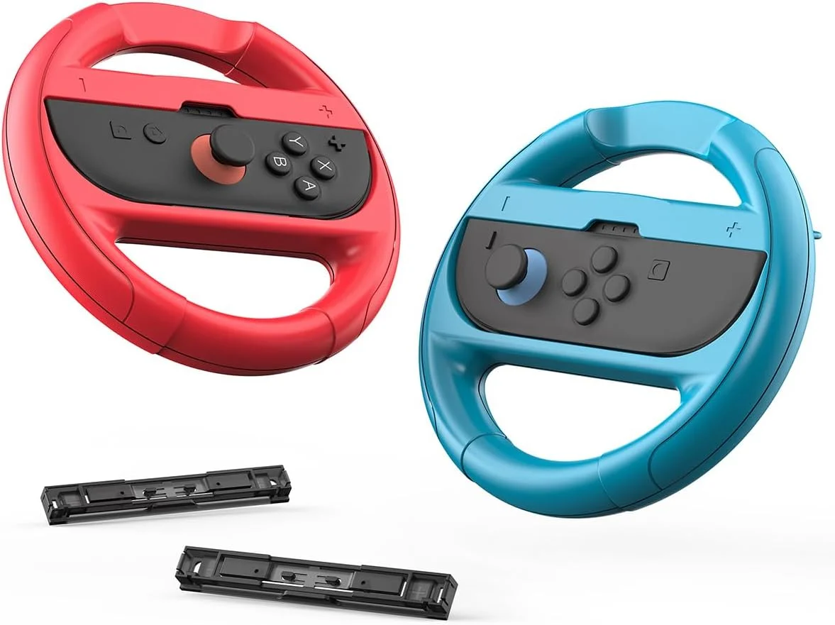 فرمان مسابقه ای Chucai برای سوییچ 2، بسته 2 عددی لوازم جانبی مسابقه ای Joy-Con برای ماریو کارت، لوازم جانبی بازی مسابقه ای ارگونومیک، سازگار با World 9/8، طراحی ارگونومیک خستگی دست را کاهش می دهد