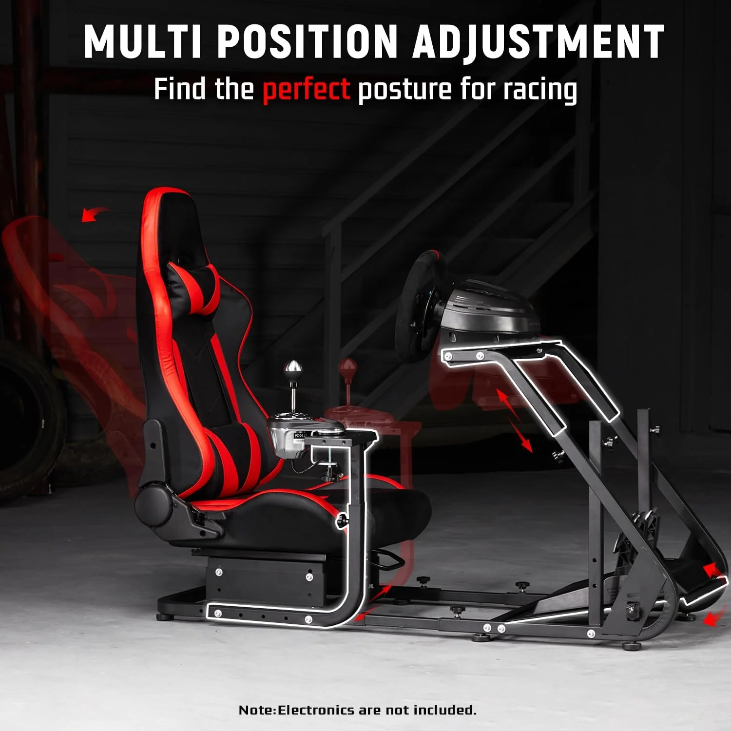 کاکپیت مسابقه ای قابل تنظیم Dardoo به همراه صندلی گیمینگ مناسب برای Logitech/Thrustmaster/Fanatec G923 G29 T150 T300 T248 (چرخ و پدال شامل نمی شود)