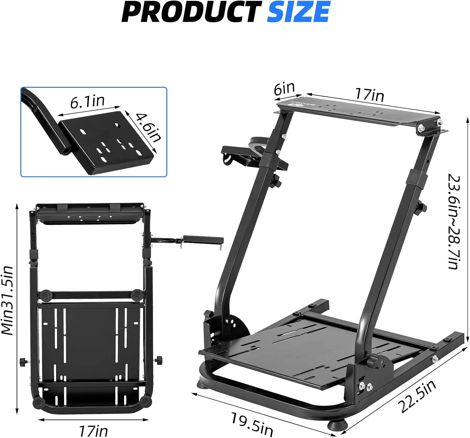 پایه فرمان مسابقه ای تاشو BLENNACY، با قابلیت تنظیم ارتفاع، سازگار با Logitech G920 G29 G27 G25 (فرمان و پدال ها شامل نمی شوند)