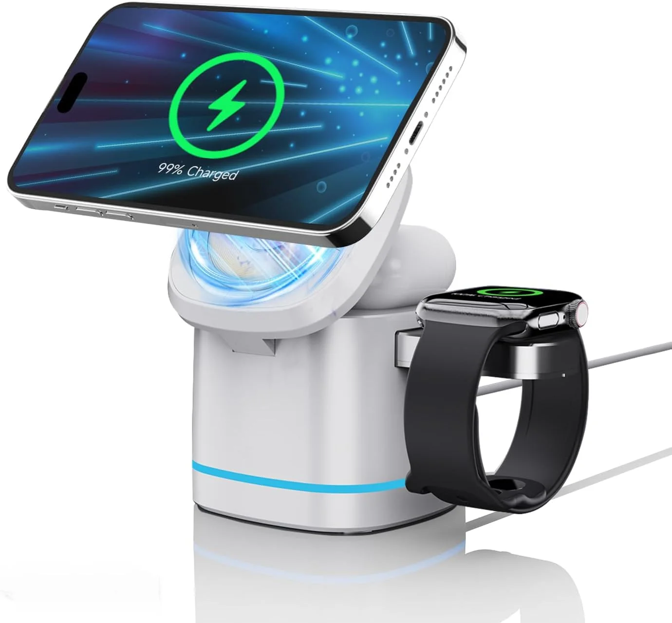 استند شارژ بیسیم 3 در 1، شارژر مغناطیسی مناسب برای آیفون 15/14/13/12، مناسب برای دستگاههای اپل، شارژر بیسیم سریع 15 واتی، شارژر مسافرتی مناسب برای iWatch و AirPods 2/3/Pro استند شارژ بیسیم 3 در 1، شارژر مغناطیسی مناسب برای آیفون 15/14/13/12، مناسب برای دستگاههای اپل، شارژر بیسیم سریع 15 واتی، شارژر مسافرتی مناسب برای iWatch و AirPods 2/3/Pro