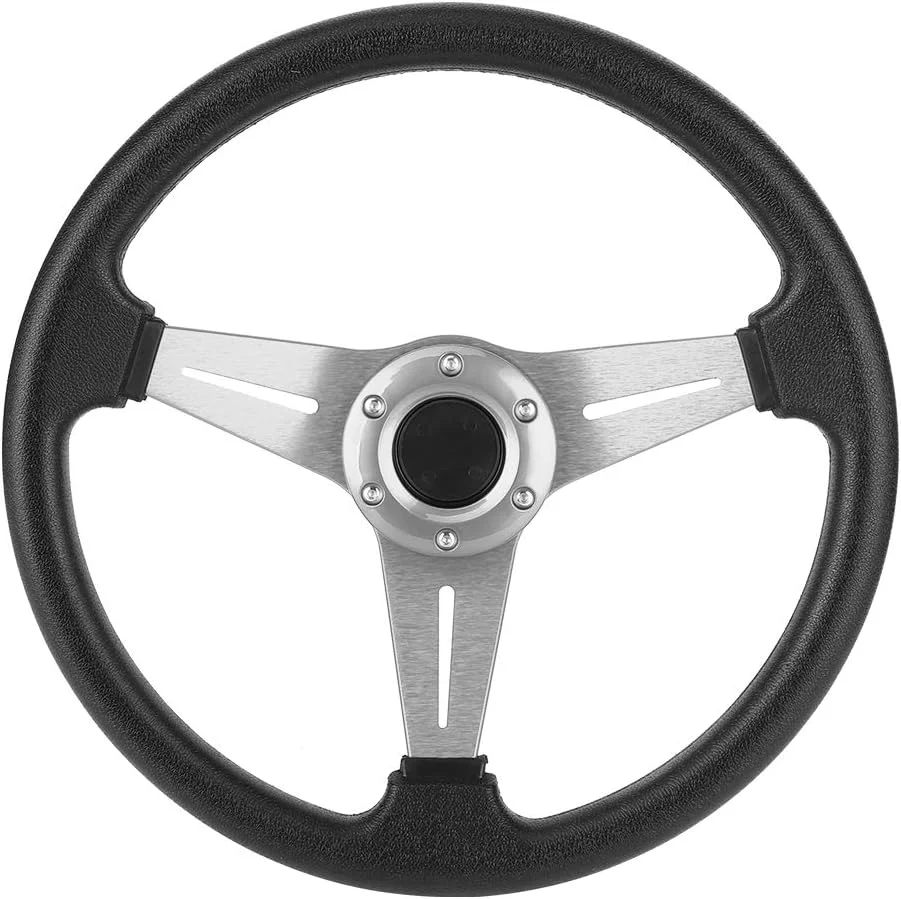 فرمان مسابقه ای 14 اینچی - فرمان بازی چرمی PU با دکمه بوق، لوازم جانبی اسپرت اصلاح شده خودرو فرمان مسابقه ای 14 اینچی - فرمان بازی چرمی PU با دکمه بوق، لوازم جانبی اسپرت اصلاح شده خودرو