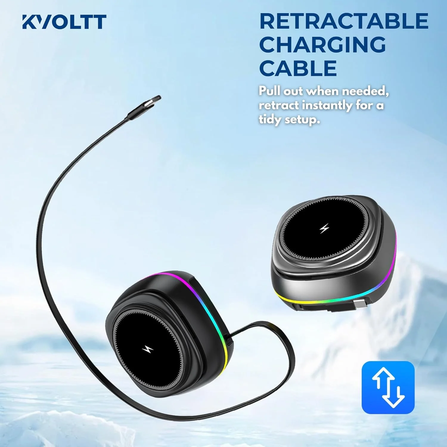 استند شارژ بیسیم 3 در 1 برای دستگاههای متعدد با کابل جمعشونده - شارژر تاشو سازگار با آیفون، اپل واچ، ایرپادز - گوشیهای سامسونگ با حلقه مغناطیسی استند شارژ بیسیم 3 در 1 برای دستگاههای متعدد با کابل جمعشونده - شارژر تاشو سازگار با آیفون، اپل واچ، ایرپادز - گوشیهای سامسونگ با حلقه مغناطیسی