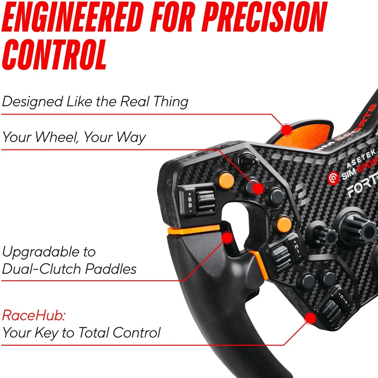 فرمان بازی ASETEK Forte Formula | فرمان مسابقه ای شبیه ساز برای کامپیوتر | فرمان بازی ممتاز برای کامپیوتر و شبیه سازها | دقت بالا و کنترل های قابل تنظیم