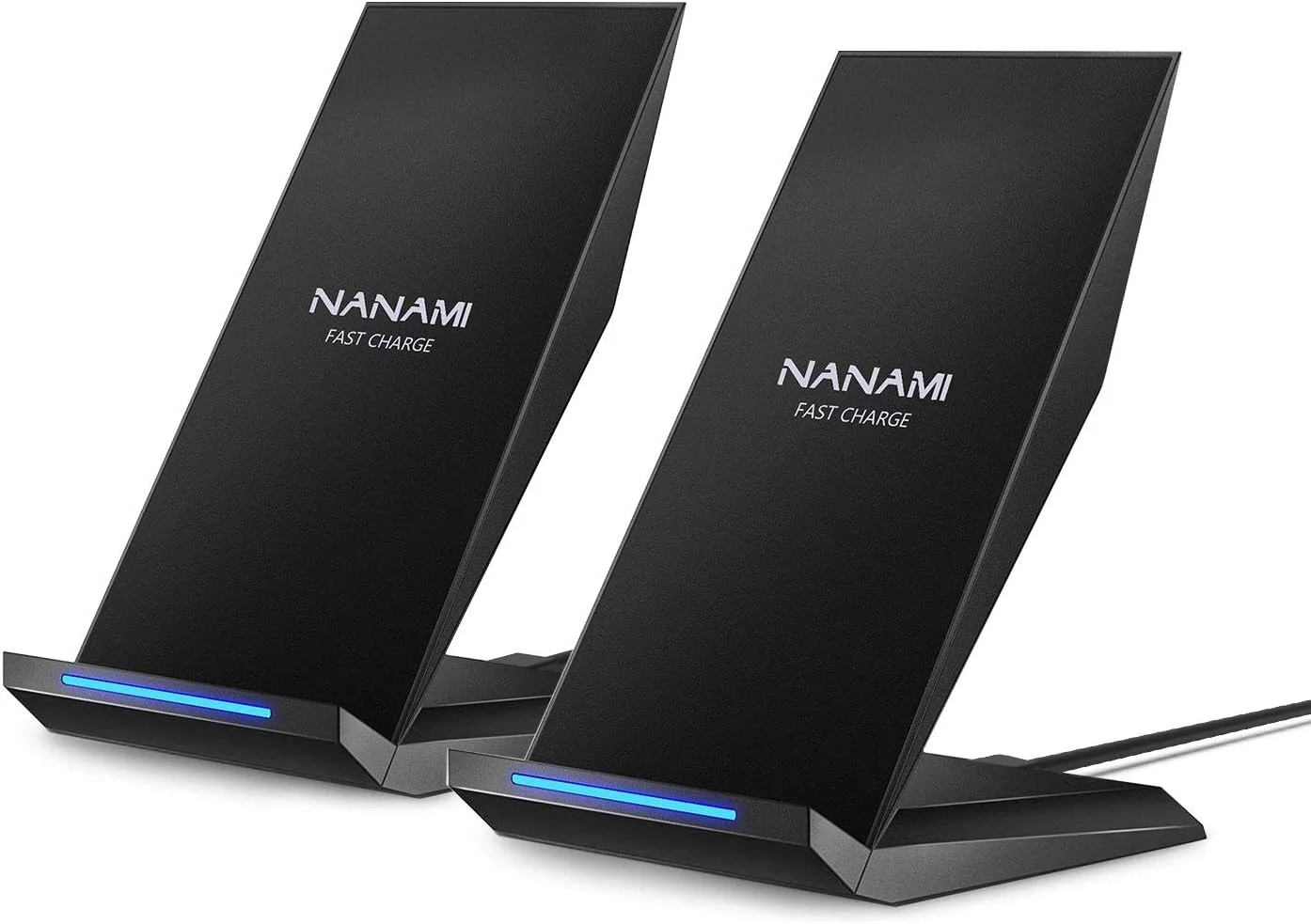 شارژر بی‌سیم سریع، [بسته 2 عددی] پایه شارژ بی‌سیم دارای گواهی Qi NANAMI سازگار با iPhone 16/15/14/13/12/11 Pro Max، شارژر تلفن برای Galaxy S25/S24/S23/S22/S21/S20/Note 20 و تلفن‌های دارای Qi