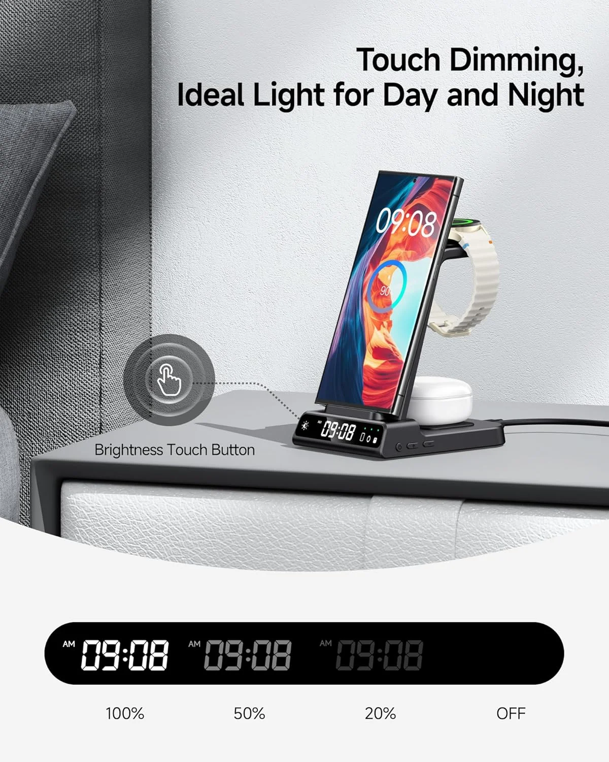 شارژر بیسیم برای سامسونگ، استیشن شارژ بیسیم 3 در 1 به همراه ساعت برای گوشیهای سامسونگ گلکسی S22/S21/Z Flip/4 Fold 4، شارژر ساعت سامسونگ برای گلکسی واچ 5 Pro/5 4/3/Active 2/1، گلکسی بادز 2 پرو شارژر بیسیم برای سامسونگ، استیشن شارژ بیسیم 3 در 1 به همراه ساعت برای گوشیهای سامسونگ گلکسی S22/S21/Z Flip/4 Fold 4، شارژر ساعت سامسونگ برای گلکسی واچ 5 Pro/5 4/3/Active 2/1، گلکسی بادز 2 پرو