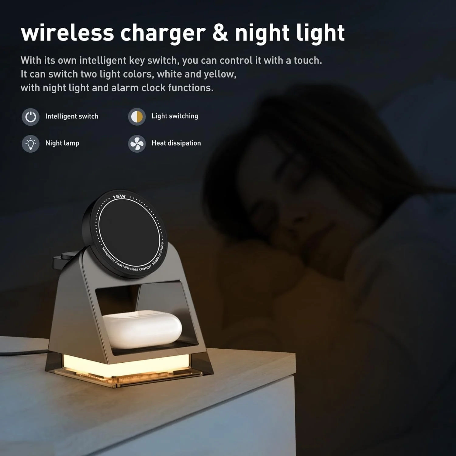 پایه شارژ بی‌سیم 3 در 1 مغناطیسی، شارژر سریع برای دستگاه‌های متعدد، سازگار با تلفن، iWatch، AirPods 3/2، Samsung Buds