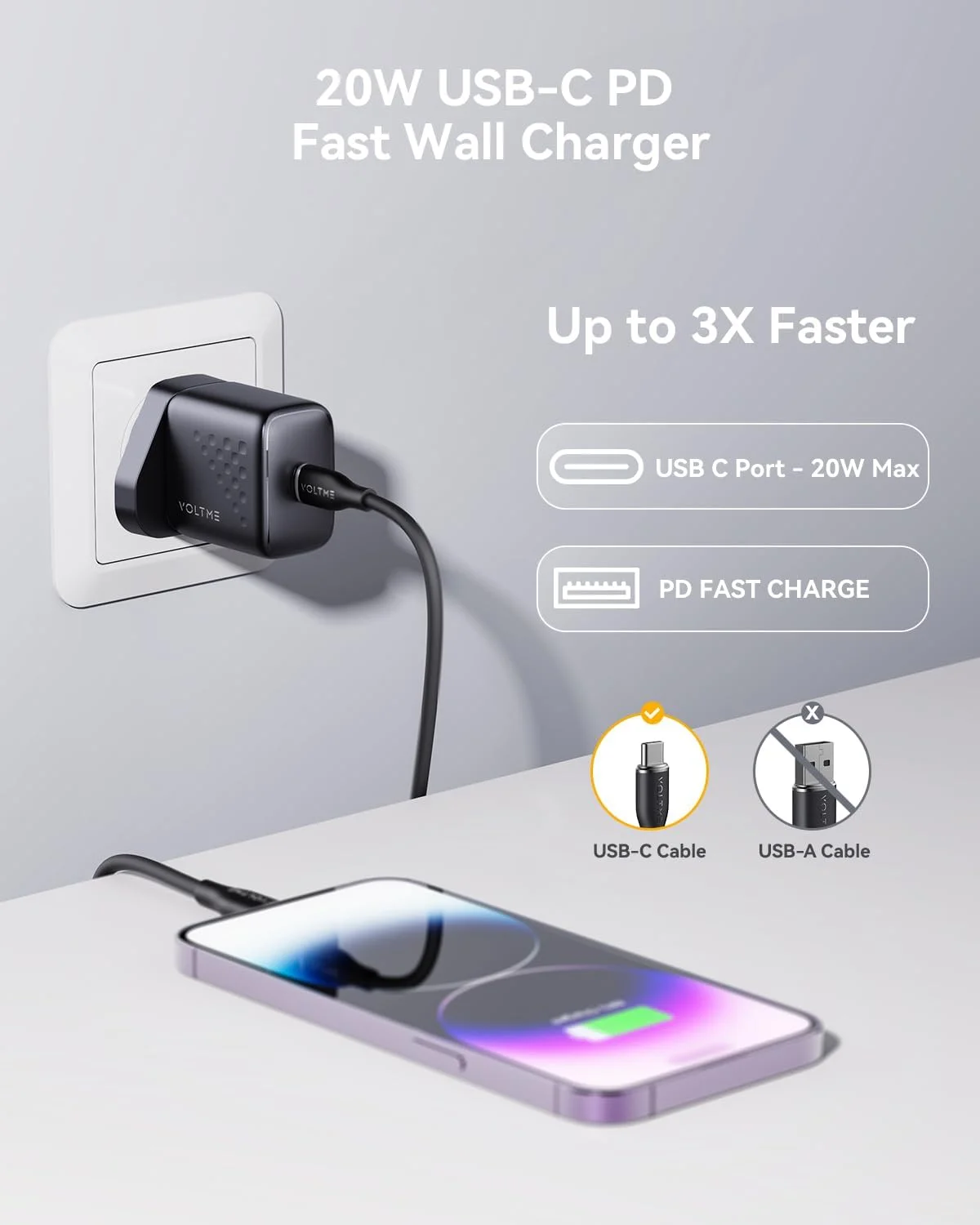 شارژر USB C مدل VOLTME آیفون 16 PD 20W، آداپتور شارژر سریع موبایل Type C، دوشاخه آداپتور مسافرتی جهانی Type C سازگار با IOS 16 SE/16 Pro/16 Plus /16 Pro Max، سری 15/14 و غیره شارژر USB C مدل VOLTME آیفون 16 PD 20W، آداپتور شارژر سریع موبایل Type C، دوشاخه آداپتور مسافرتی جهانی Type C سازگار با IOS 16 SE/16 Pro/16 Plus /16 Pro Max، سری 15/14 و غیره