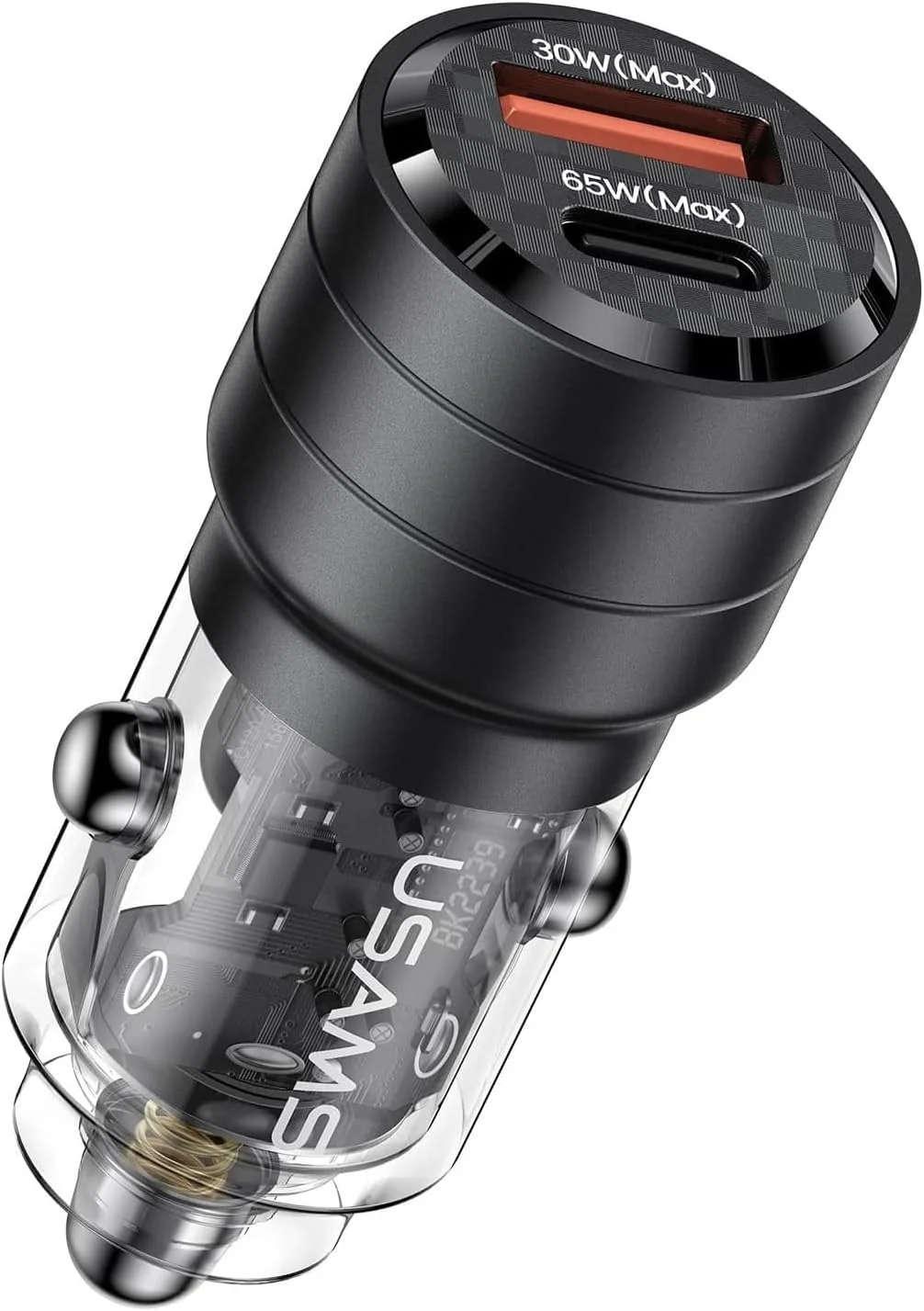 شارژر فندکی 95 واتی USAMS مدل US-CC176 با بدنه آلومینیومی و طراحی شفاف، مناسب برای خودروهای برقی شارژر فندکی 95 واتی USAMS مدل US-CC176 با بدنه آلومینیومی و طراحی شفاف، مناسب برای خودروهای برقی