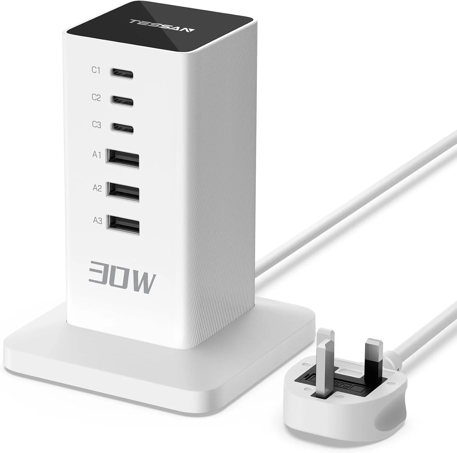 شارژر USB C تسن، ایستگاه شارژ USB 30 واتی برای دستگاه های متعدد، هاب شارژ 6 پورت با سیم удлинительный 2 متری، بلوک شارژر چندگانه برای تلفن های هوشمند، تبلت ها شارژر USB C تسن، ایستگاه شارژ USB 30 واتی برای دستگاه های متعدد، هاب شارژ 6 پورت با سیم удлинительный 2 متری، بلوک شارژر چندگانه برای تلفن های هوشمند، تبلت ها