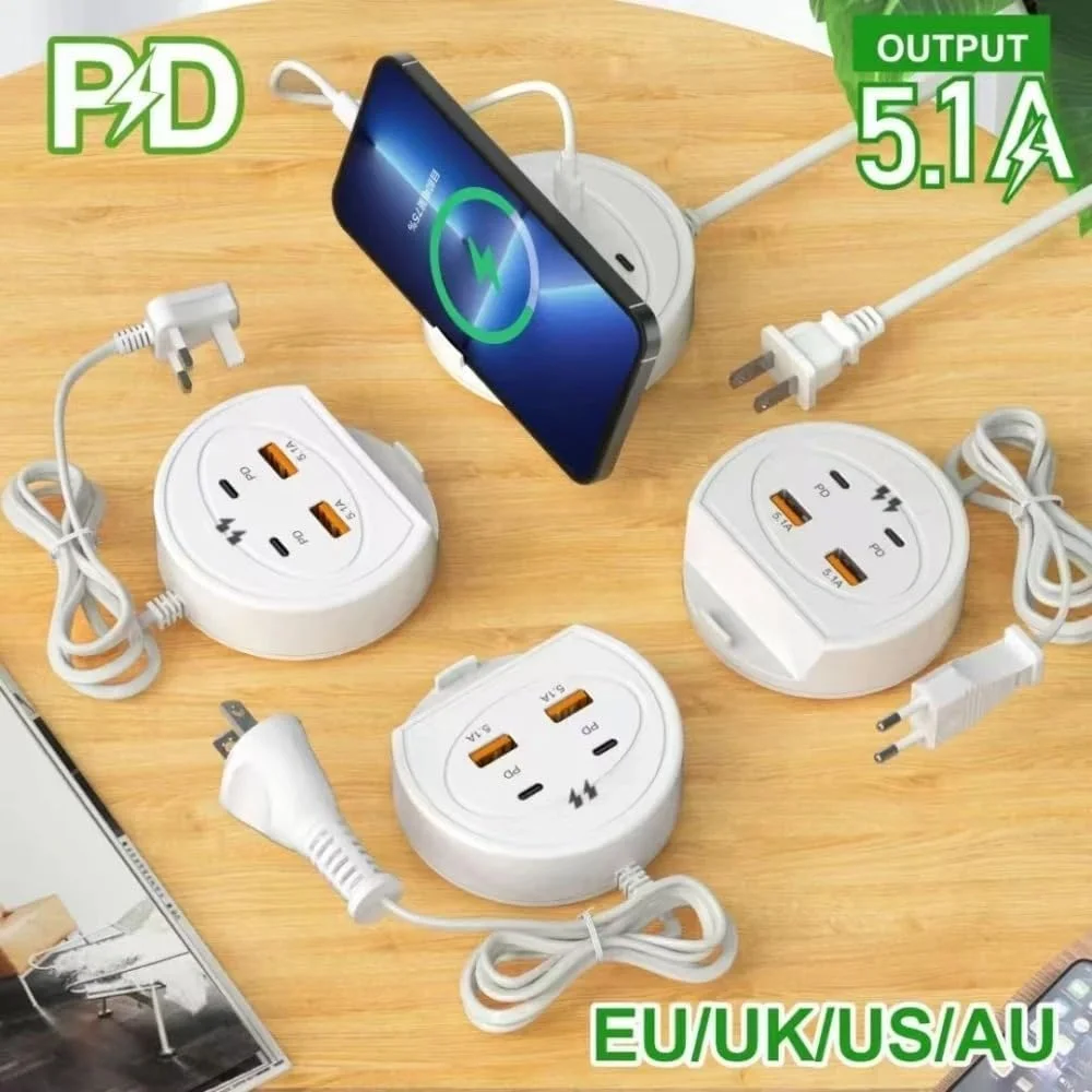 شارژر سریع 5.1 آمپر – دو پورت PD + USB | ایستگاه شارژ جهانی با نگهدارنده تلفن همراه | شارژر چند پورت سریع 5 ولت/5.1 آمپر برای همه دستگاه ها شارژر سریع 5.1 آمپر – دو پورت PD + USB | ایستگاه شارژ جهانی با نگهدارنده تلفن همراه | شارژر چند پورت سریع 5 ولت/5.1 آمپر برای همه دستگاه ها