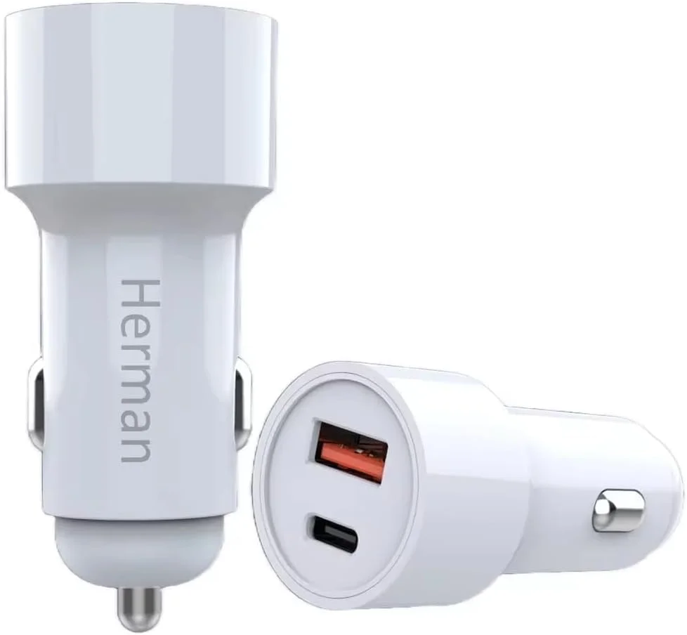 شارژر فندکی فست شارژ 52.5 وات با دو پورت USB، PD و QC، آداپتور کوچک ضد حریق مناسب برای آیفون، سامسونگ و سایر تلفن های همراه مشابه شارژر فندکی فست شارژ 52.5 وات با دو پورت USB، PD و QC، آداپتور کوچک ضد حریق مناسب برای آیفون، سامسونگ و سایر تلفن های همراه مشابه