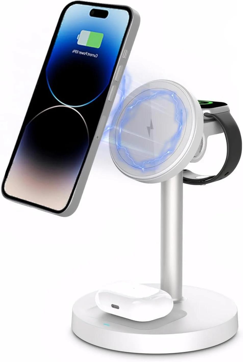 ایستگاه شارژ سریع مغناطیسی 3 در 1 برای آیفون، ایرپادز و شارژر ساعت - شارژ سریع 15 واتی ایستگاه شارژ سریع مغناطیسی 3 در 1 برای آیفون، ایرپادز و شارژر ساعت - شارژ سریع 15 واتی