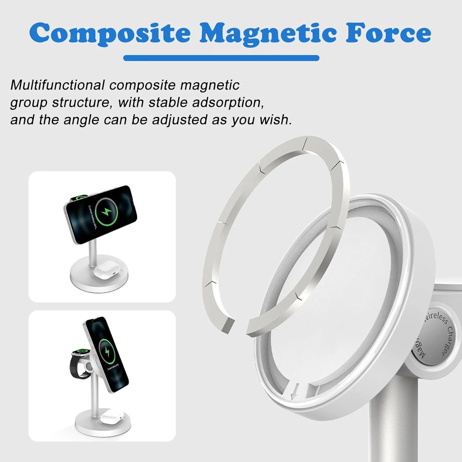 ایستگاه شارژ سریع مغناطیسی 3 در 1 برای آیفون، ایرپادز و شارژر ساعت - شارژ سریع 15 واتی ایستگاه شارژ سریع مغناطیسی 3 در 1 برای آیفون، ایرپادز و شارژر ساعت - شارژ سریع 15 واتی