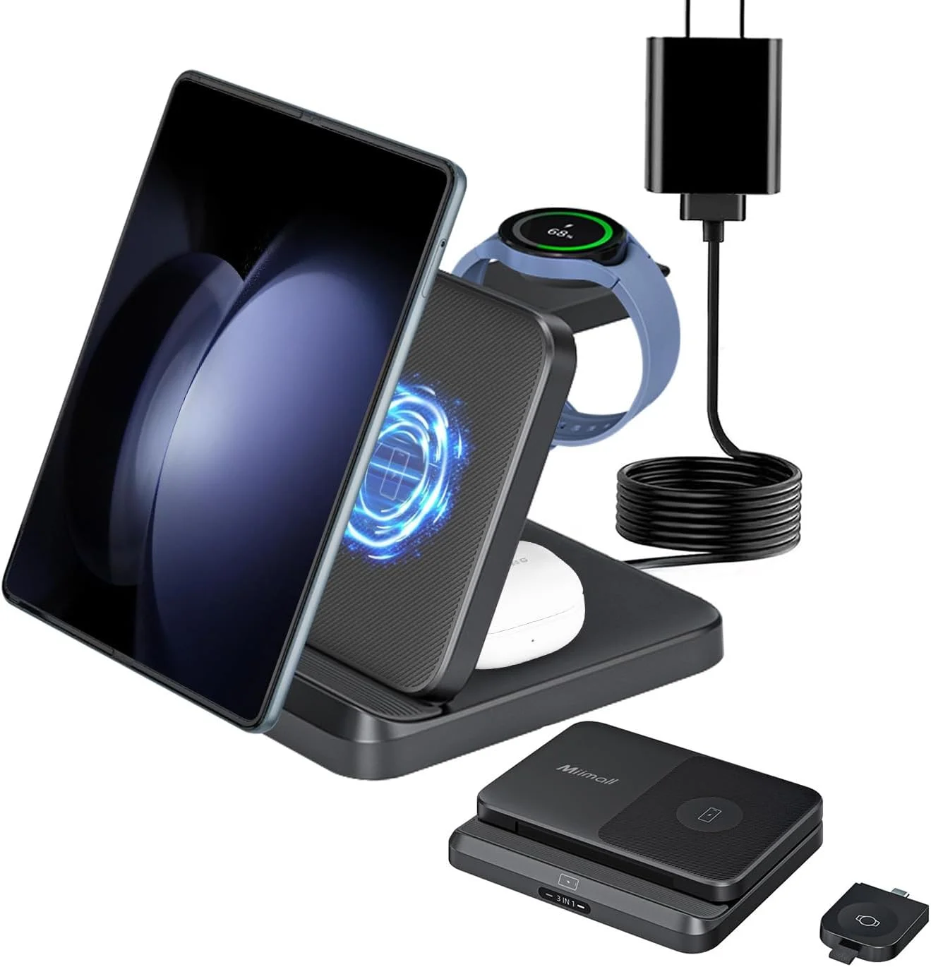 استند شارژ بیسیم Miimall برای گوشیهای سامسونگ گلکسی زد فولد 6/5/4/3/2، شارژر بیسیم تاشو 3 در 1 سامسونگ برای گلکسی زد فولد/گلکسی زد فلیپ/گلکسی واچ/گلکسی بادز/شارژ سریع گوشی سامسونگ استند شارژ بیسیم Miimall برای گوشیهای سامسونگ گلکسی زد فولد 6/5/4/3/2، شارژر بیسیم تاشو 3 در 1 سامسونگ برای گلکسی زد فولد/گلکسی زد فلیپ/گلکسی واچ/گلکسی بادز/شارژ سریع گوشی سامسونگ