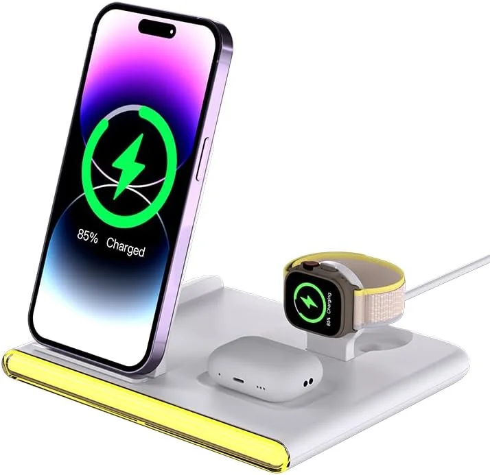 شارژر بیسیم 3 در 1، شارژ بیسیم 15 واتی چند دستگاهی برای آیفون 16/15/14/13/12/11 پرو مکس/X/Xs ایرپادز 4/3/2 آیواچ سری 10/9/8/7/6 (سفید، کابل USB-C) شارژر بیسیم 3 در 1، شارژ بیسیم 15 واتی چند دستگاهی برای آیفون 16/15/14/13/12/11 پرو مکس/X/Xs ایرپادز 4/3/2 آیواچ سری 10/9/8/7/6 (سفید، کابل USB-C)